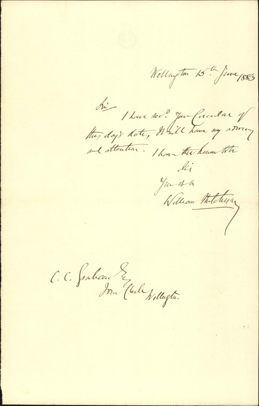 Would attend to matter, Crown Lands Rating - William Hutchison