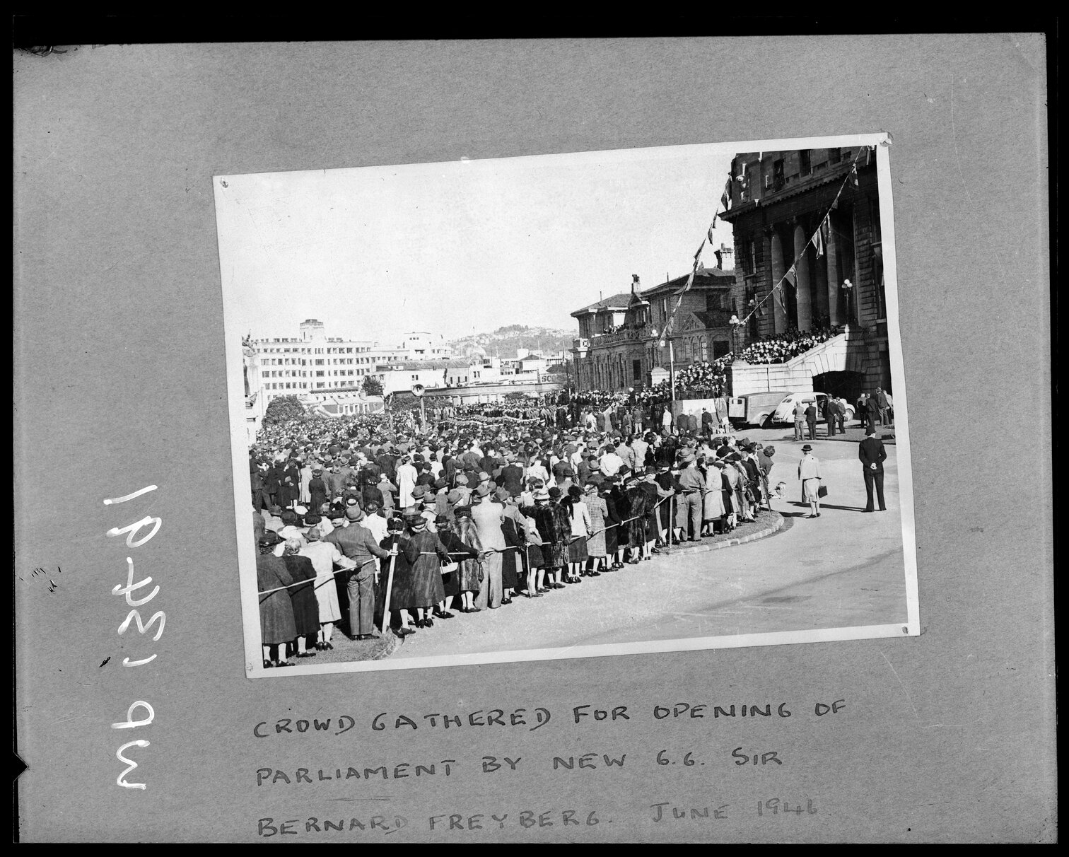 Crowd gathered for opening of Parliament by Governor General B Freyberg