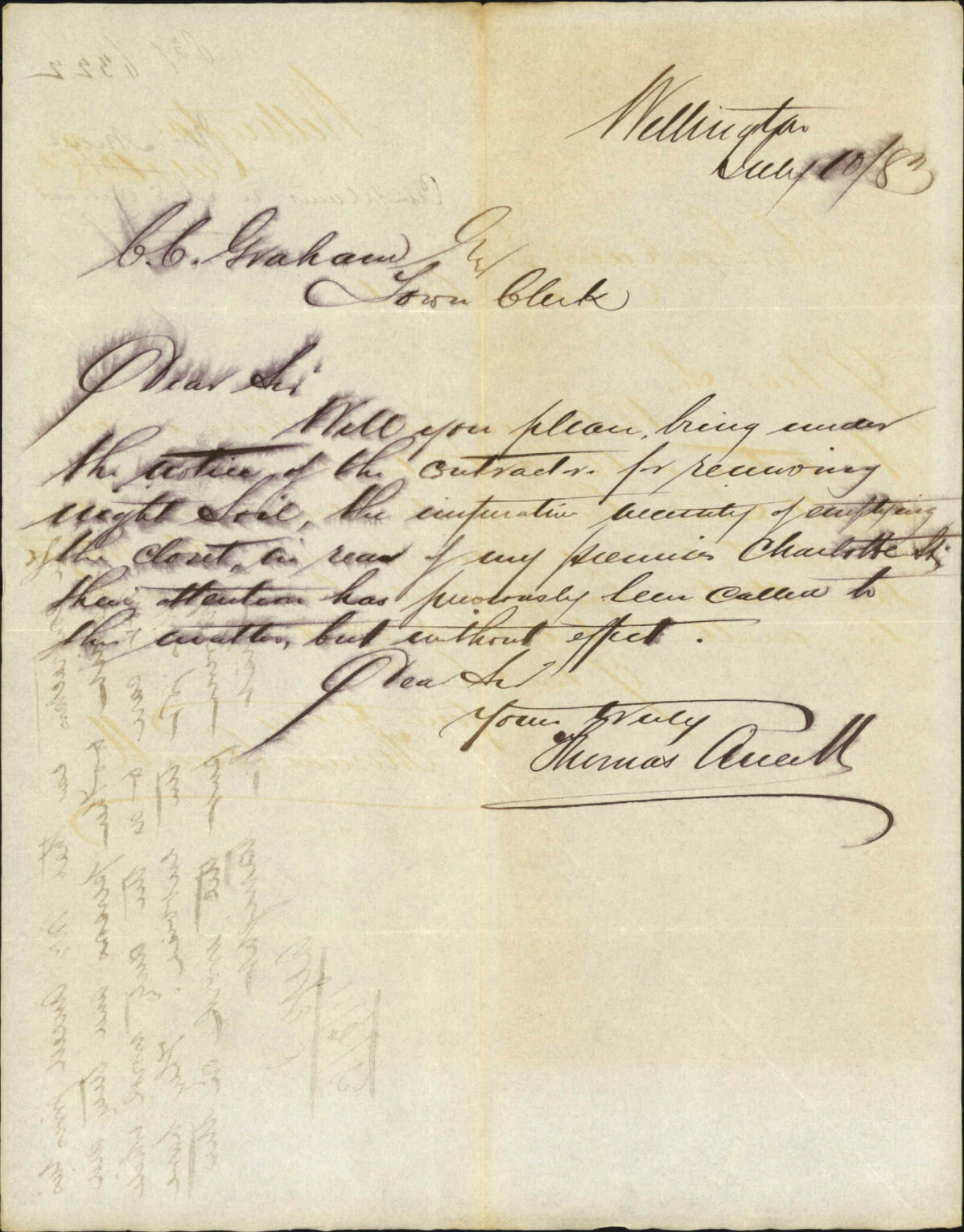 Complaint regarding night soil contract - Thomas Wall