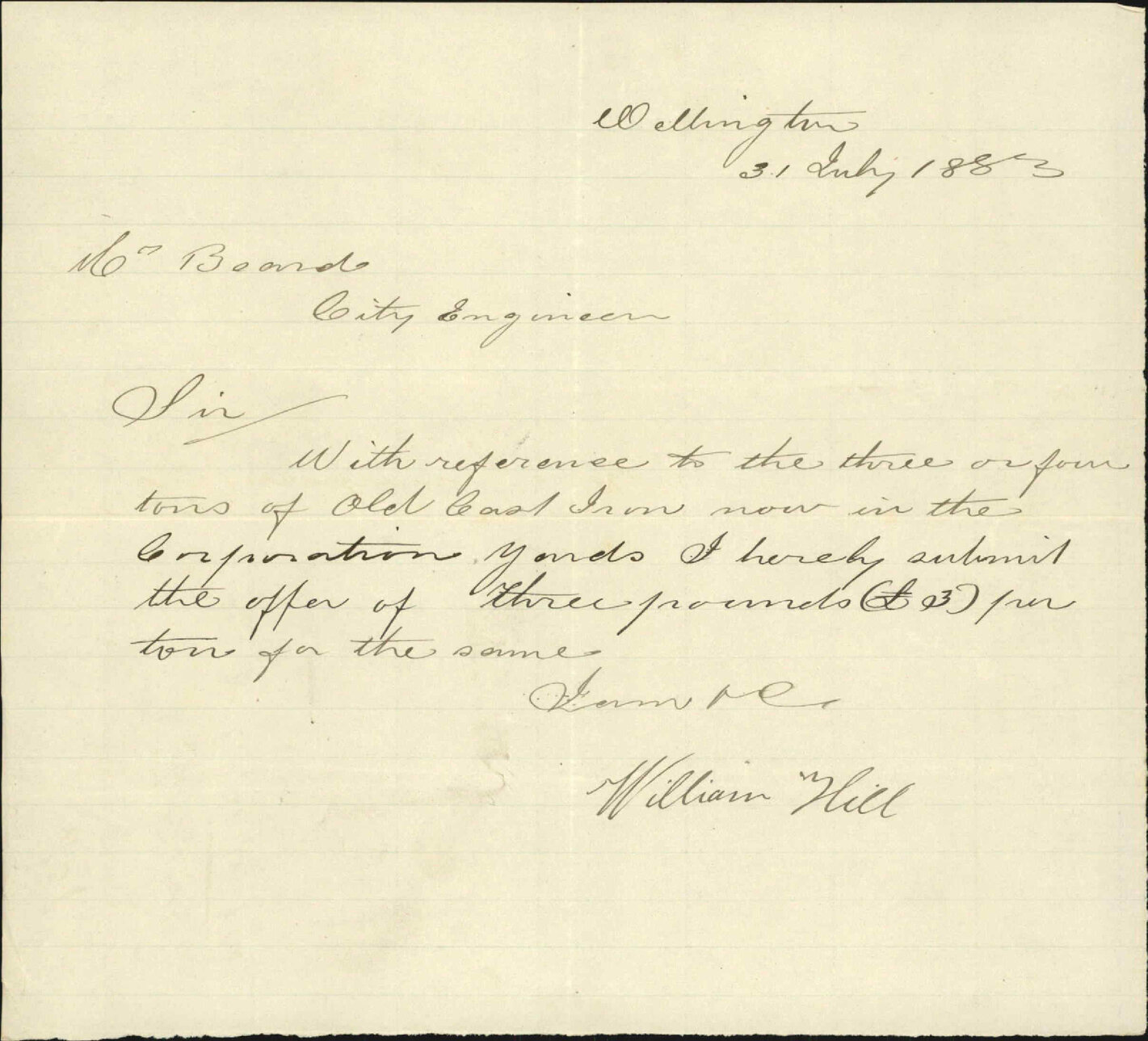 Offer to purchase old iron - William Still