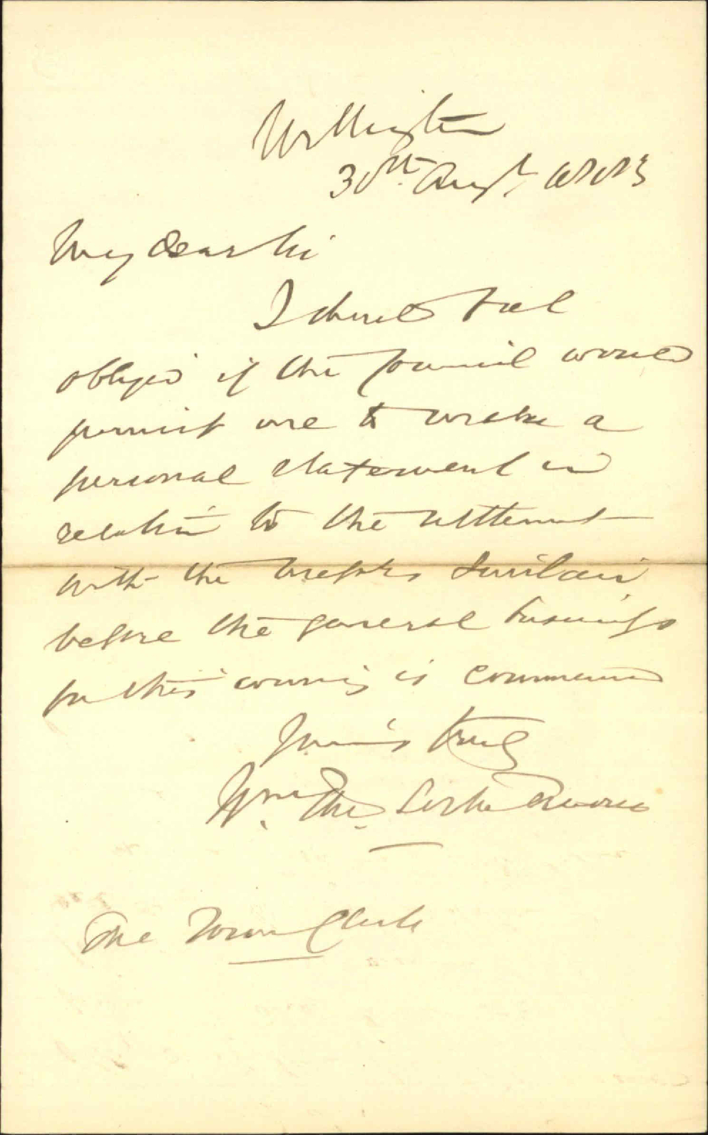 Asking to be allowed to appear before the council - City Solicitor