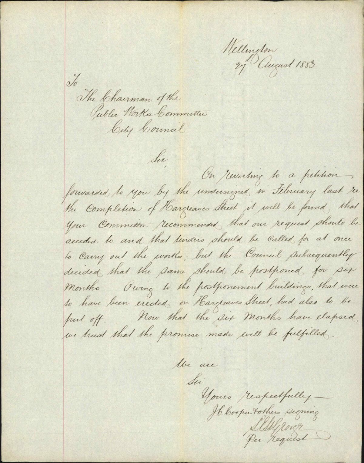 Formation of Hargreaves Street - J C Cooper
