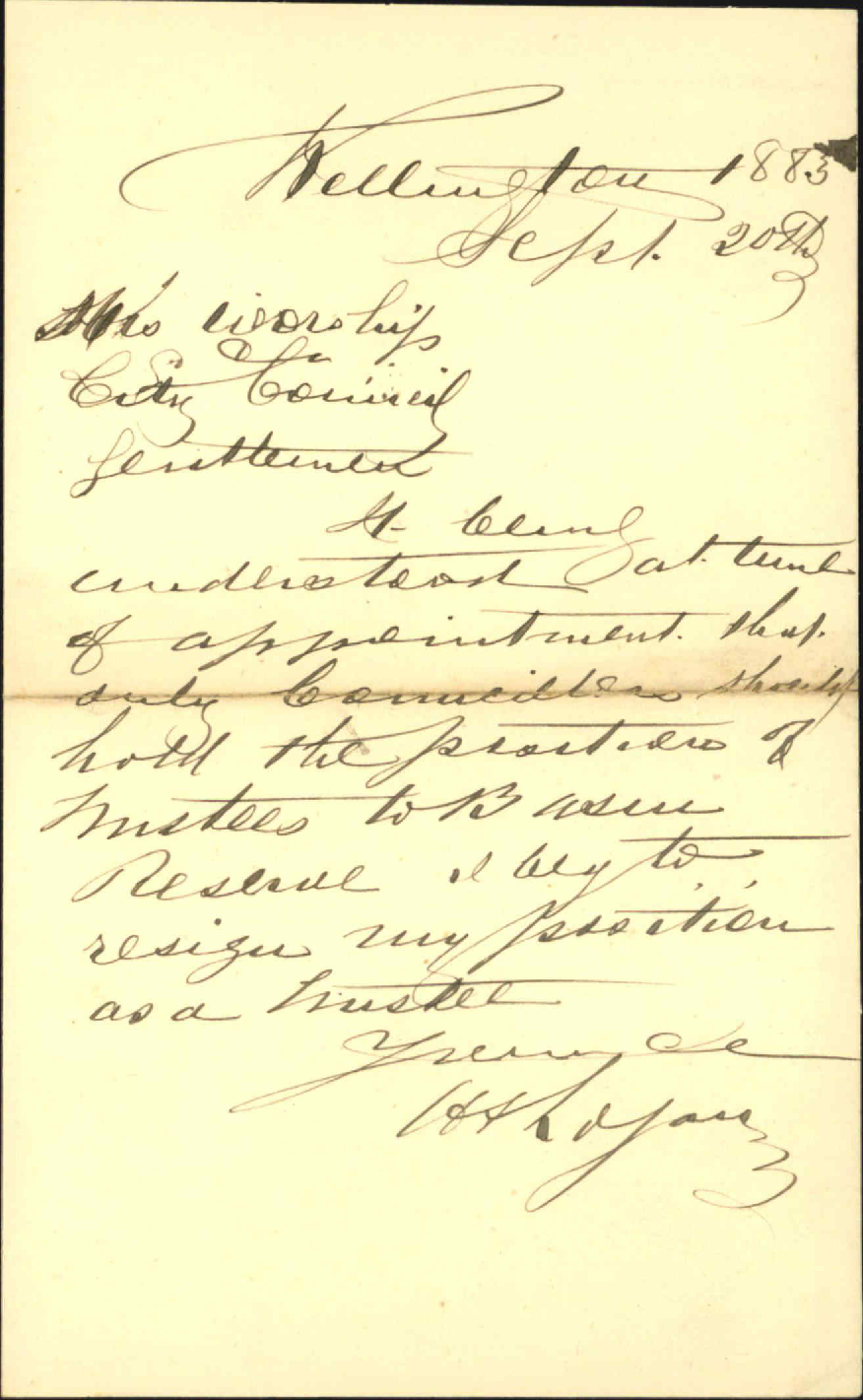 Requiring trusteeship of Basin Reserve - H J Logan