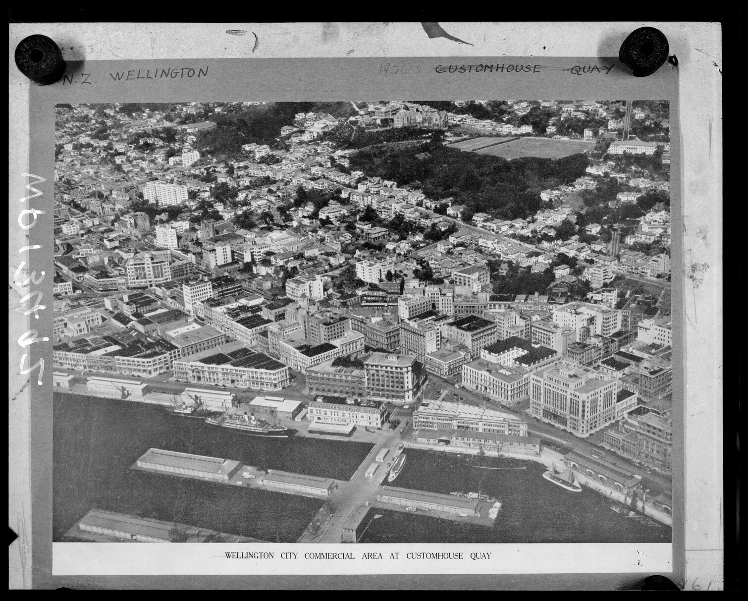 Aerial view of Wellingtons commercial area, Customhouse Quay and Queens Wharf