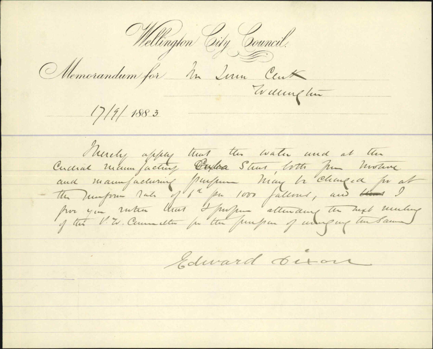 Water charge for motive power etc - Edward Dixon