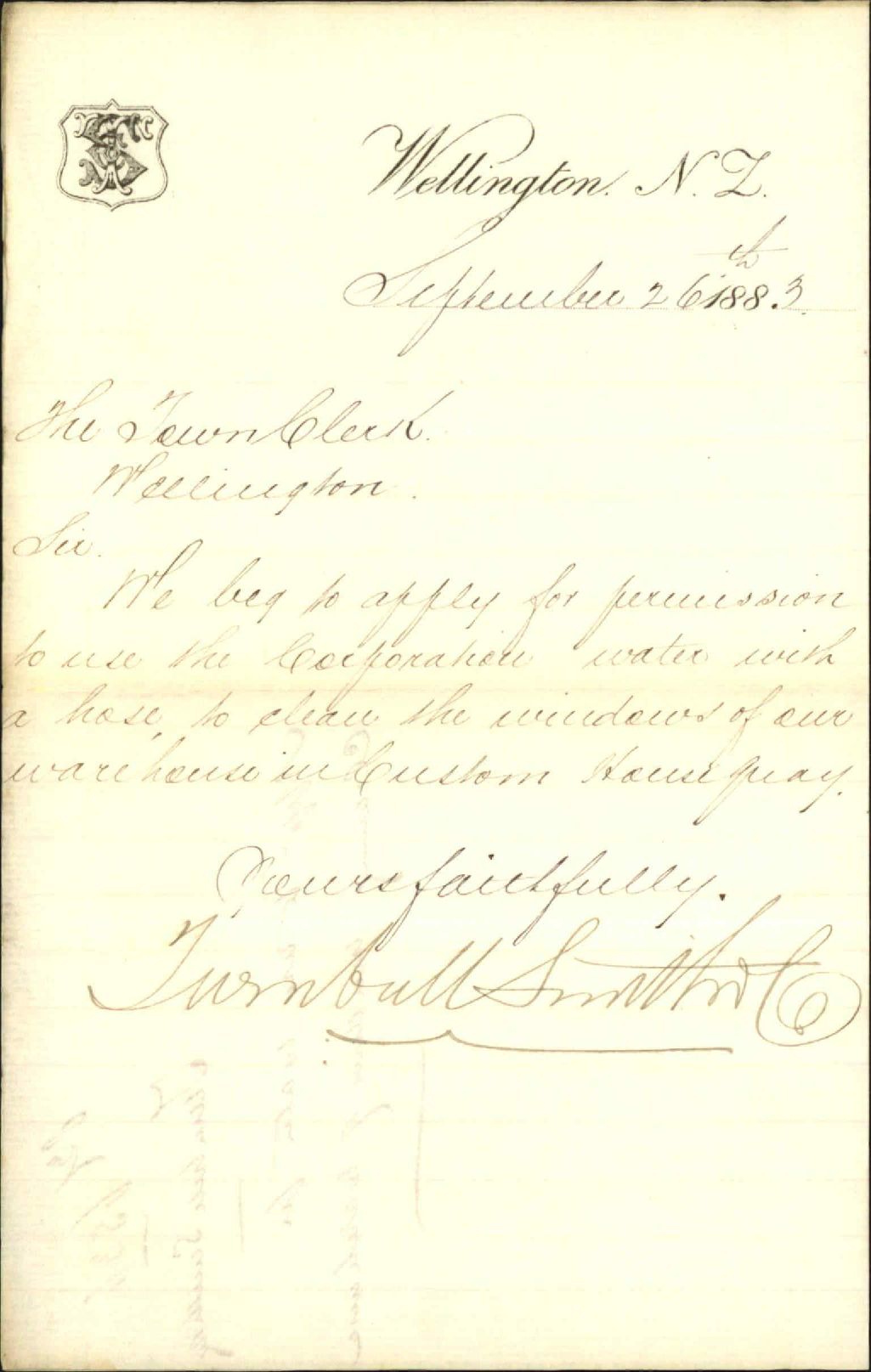 Application to use water for cleaning window of warehouse - Turnbull, Smith &amp; Co