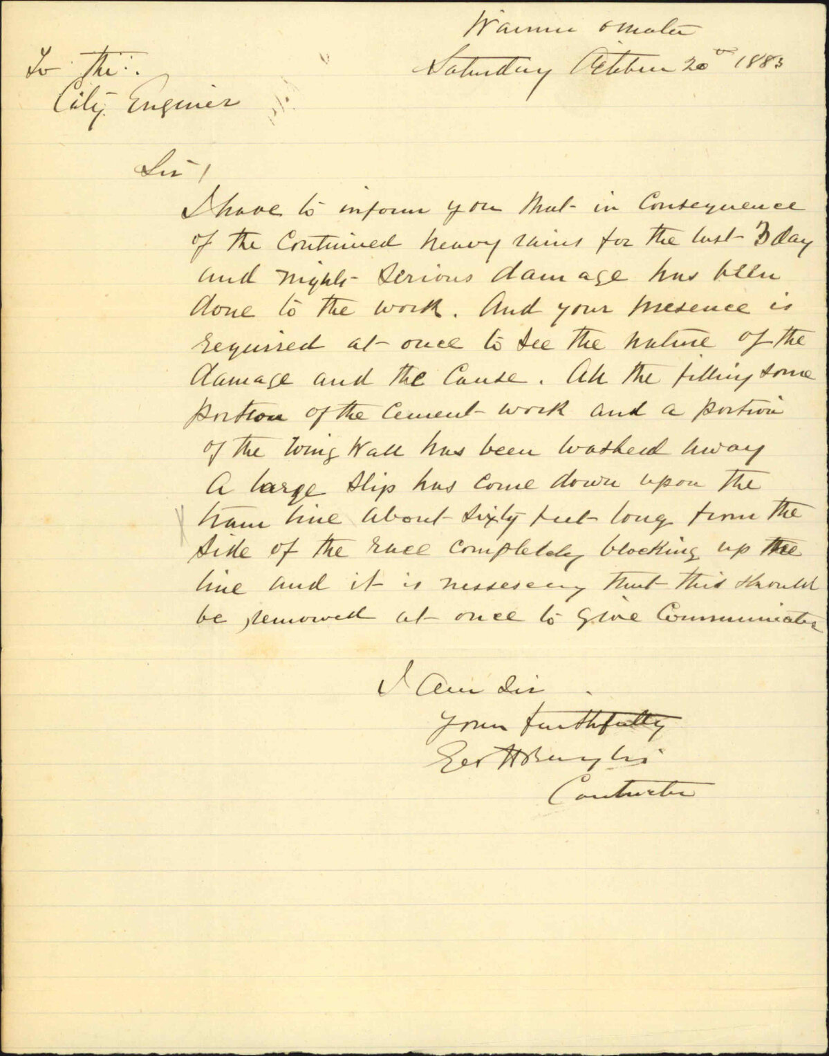 As to flood, Wainui - G H Baylis