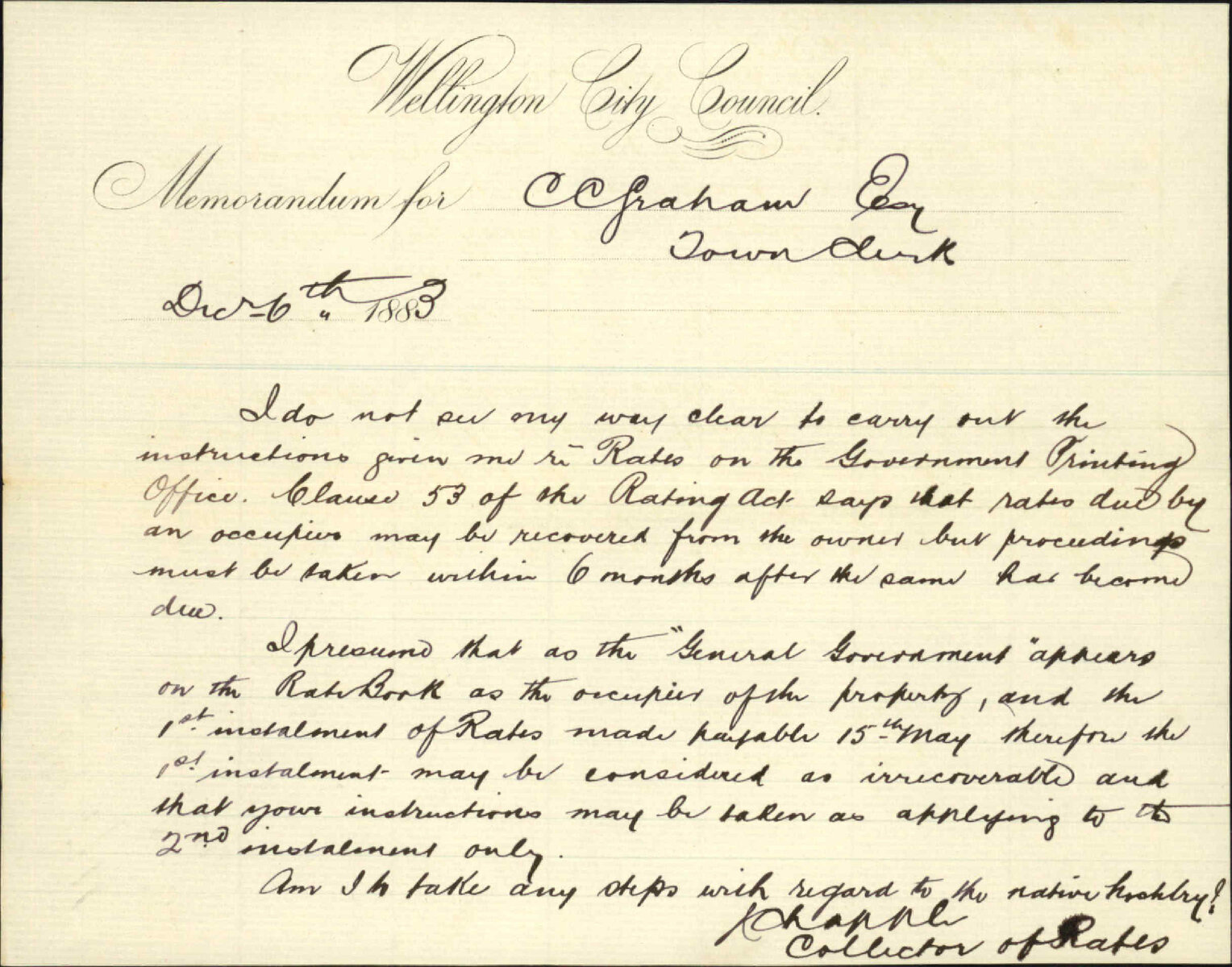 Collection of rates on Government Printing Office - Rates Collector