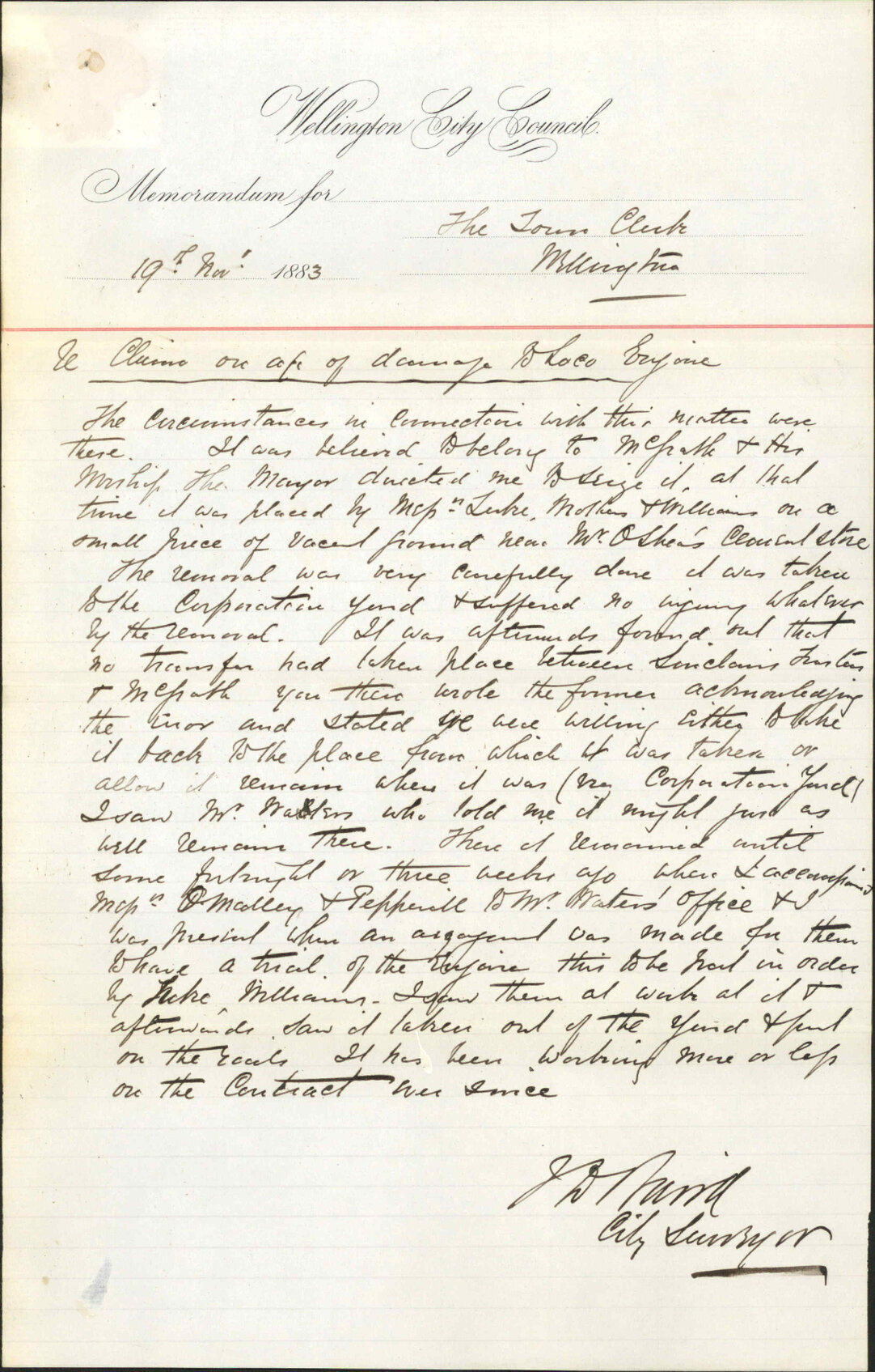 Claiming &pound;100 on behalf of trustees of Sinclairs in account of damage to locomotive engine - Buckley, Stafford and Fitzherbert