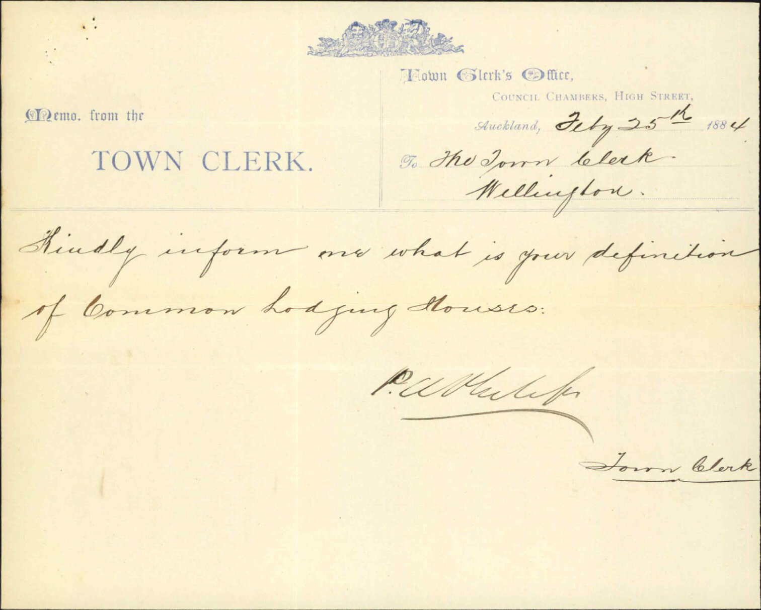 Asking definition of Common lodging houses - Town Clerk, Auckland