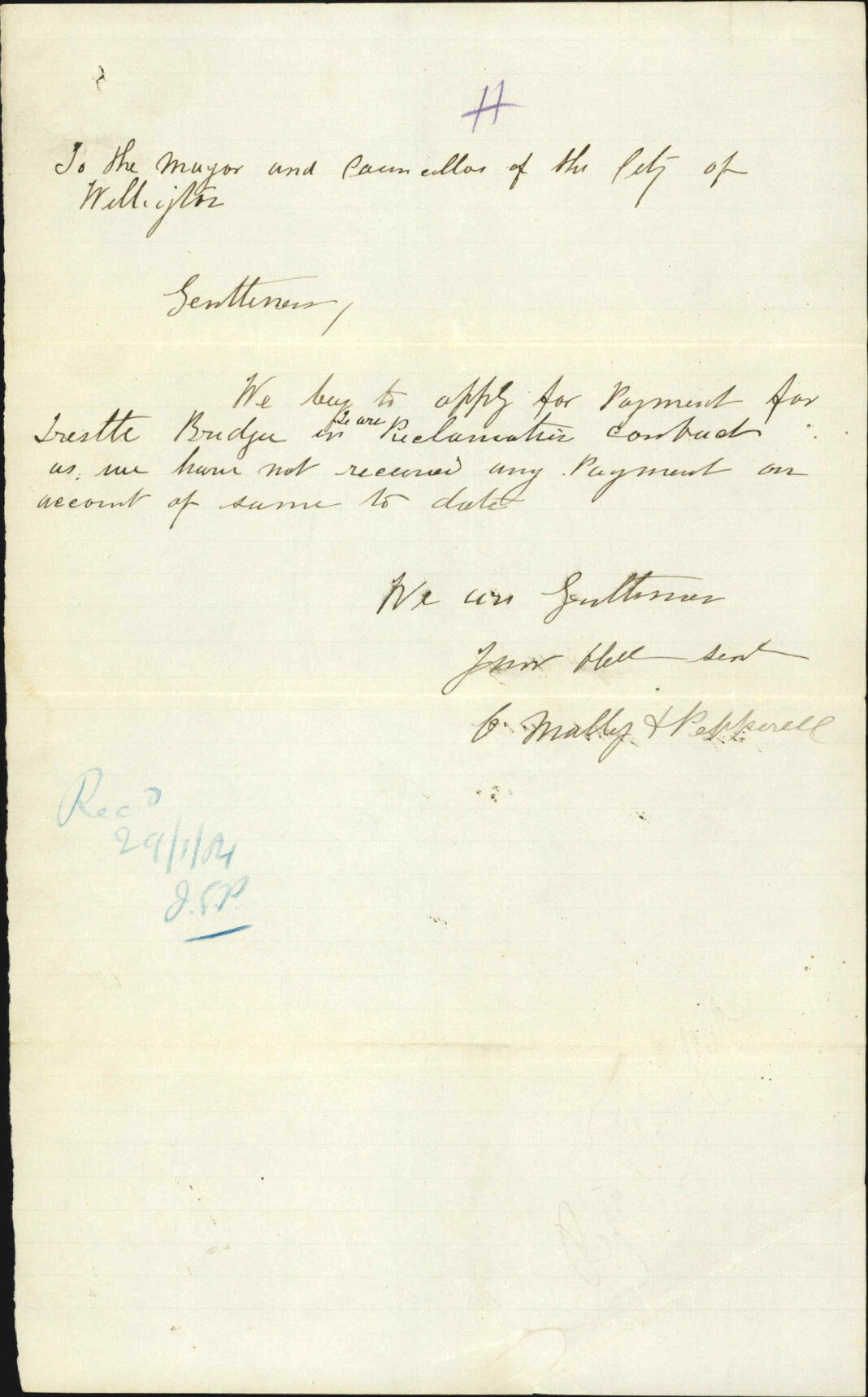 For payment on account of trestle work - O'Malley and Pepperell
