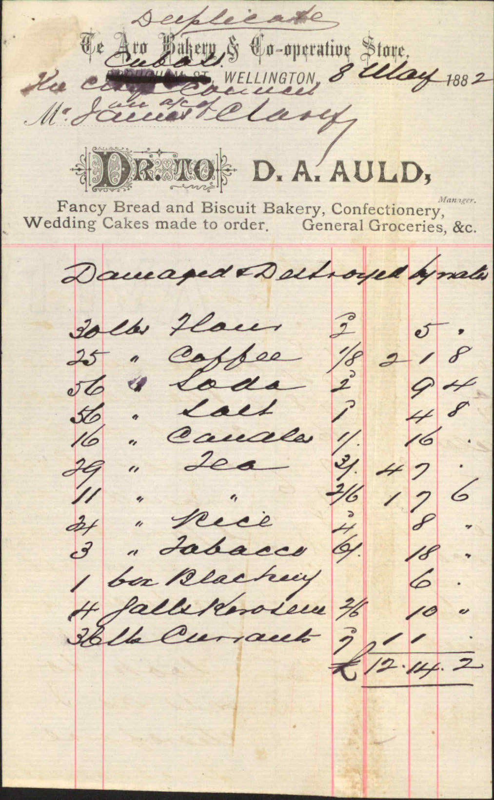 With claim for damage to Aulds property, Cuba Street - R S Waterhouse