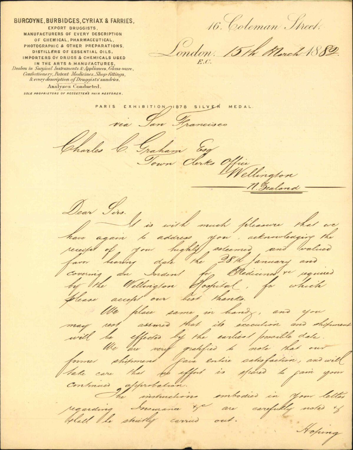 With shipping documents of drugs per - Burgoyne, Burbridges, Cyriax &amp; Farries