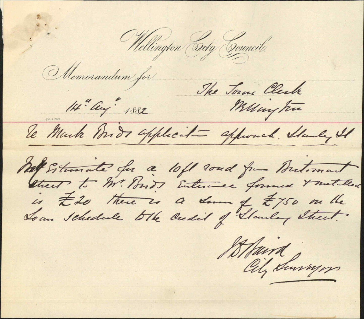 Application for formation of part of Stanley Street - Mark Bird