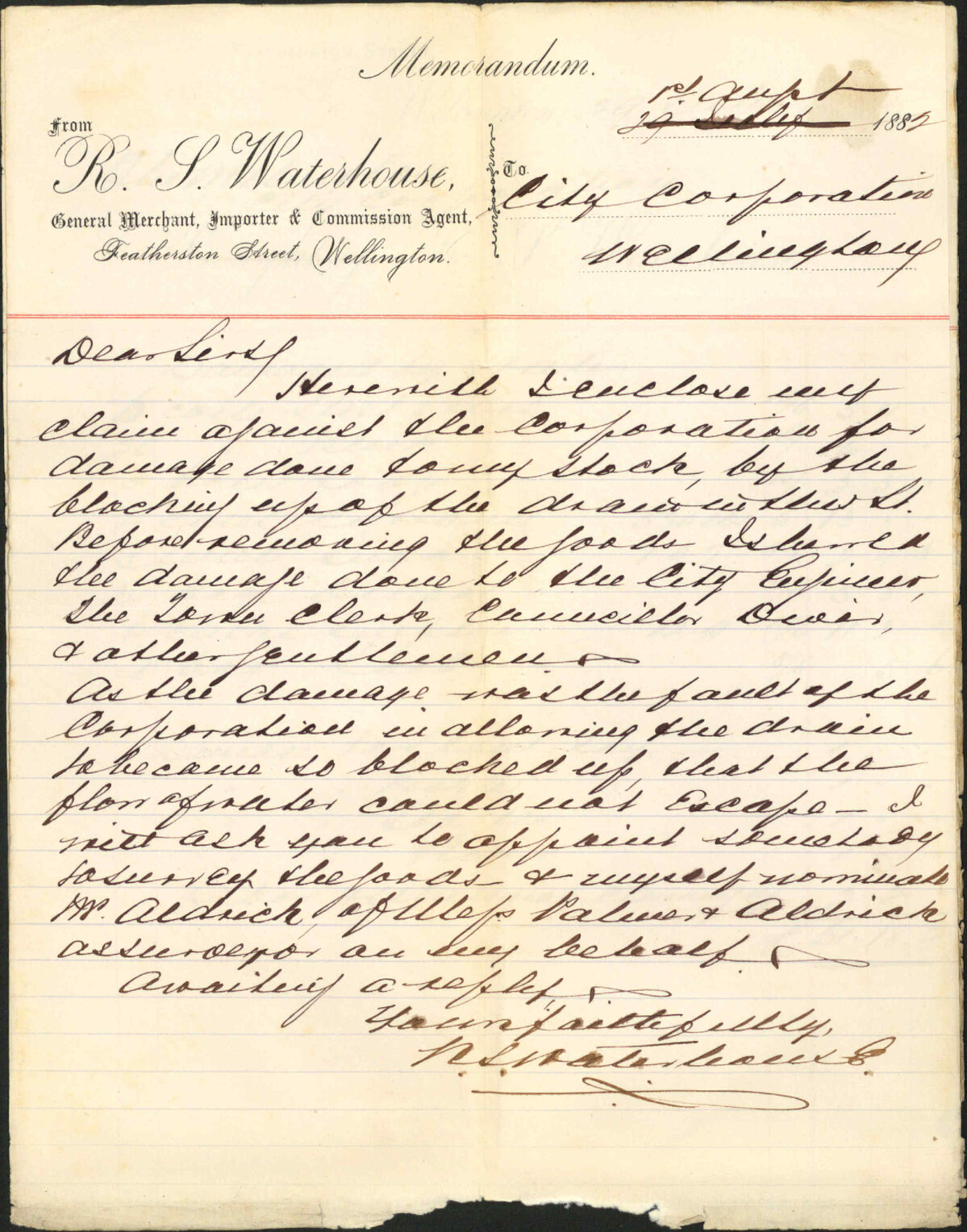 Claim for damage cause by flood - R S Waterhouse