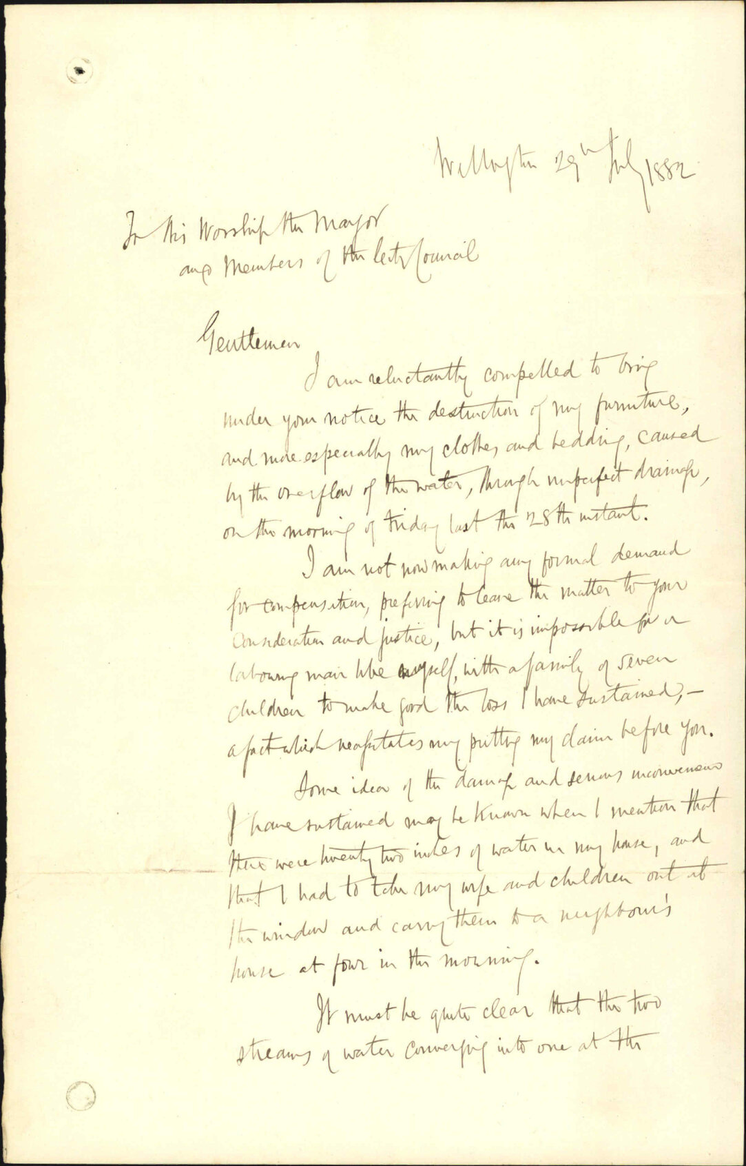 Claim for damage caused by flood - Edward Tanplin