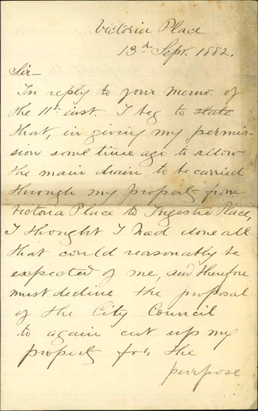 Declining to allow drain through his property - George Tuttle