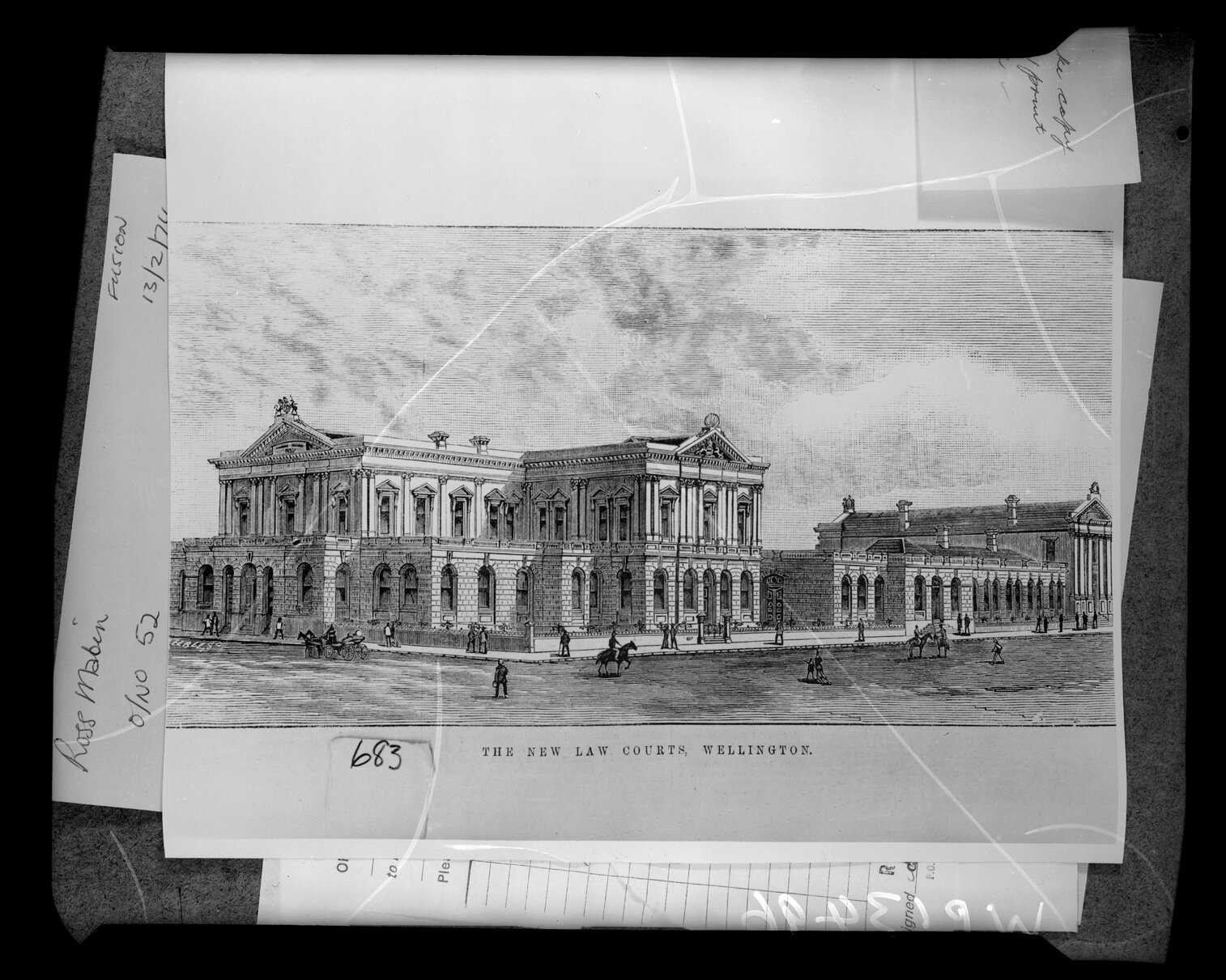 Sketch of the Law Courts, corner of Lambton Quay and Whitmore Street