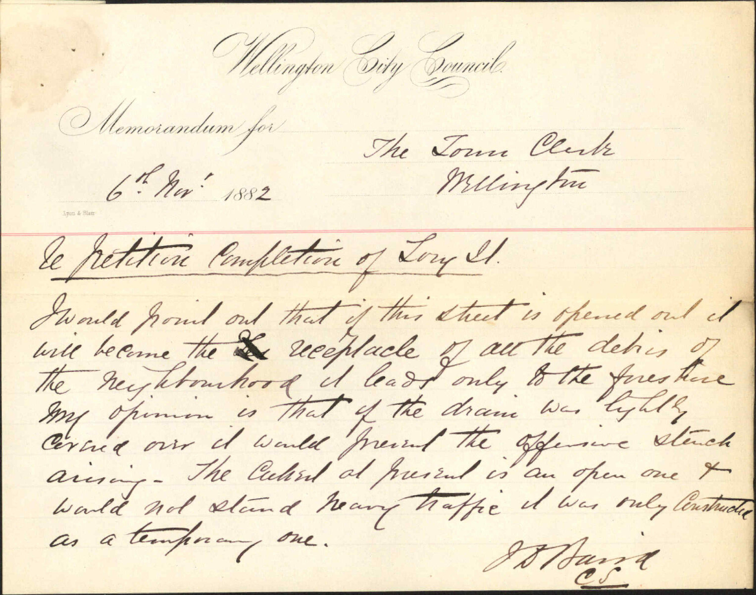 Petition regarding completion of Tory Street