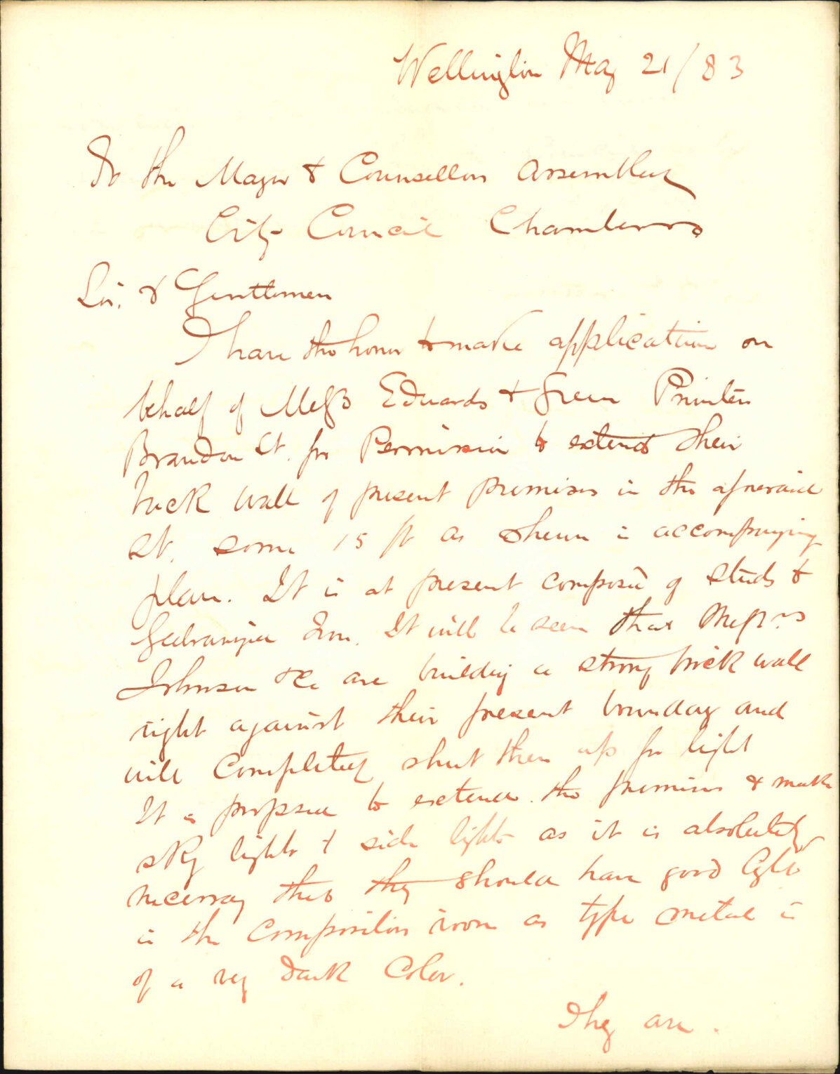 Application for relaxation of the building regulations in account of Edwards &amp; Green - E F Jones
