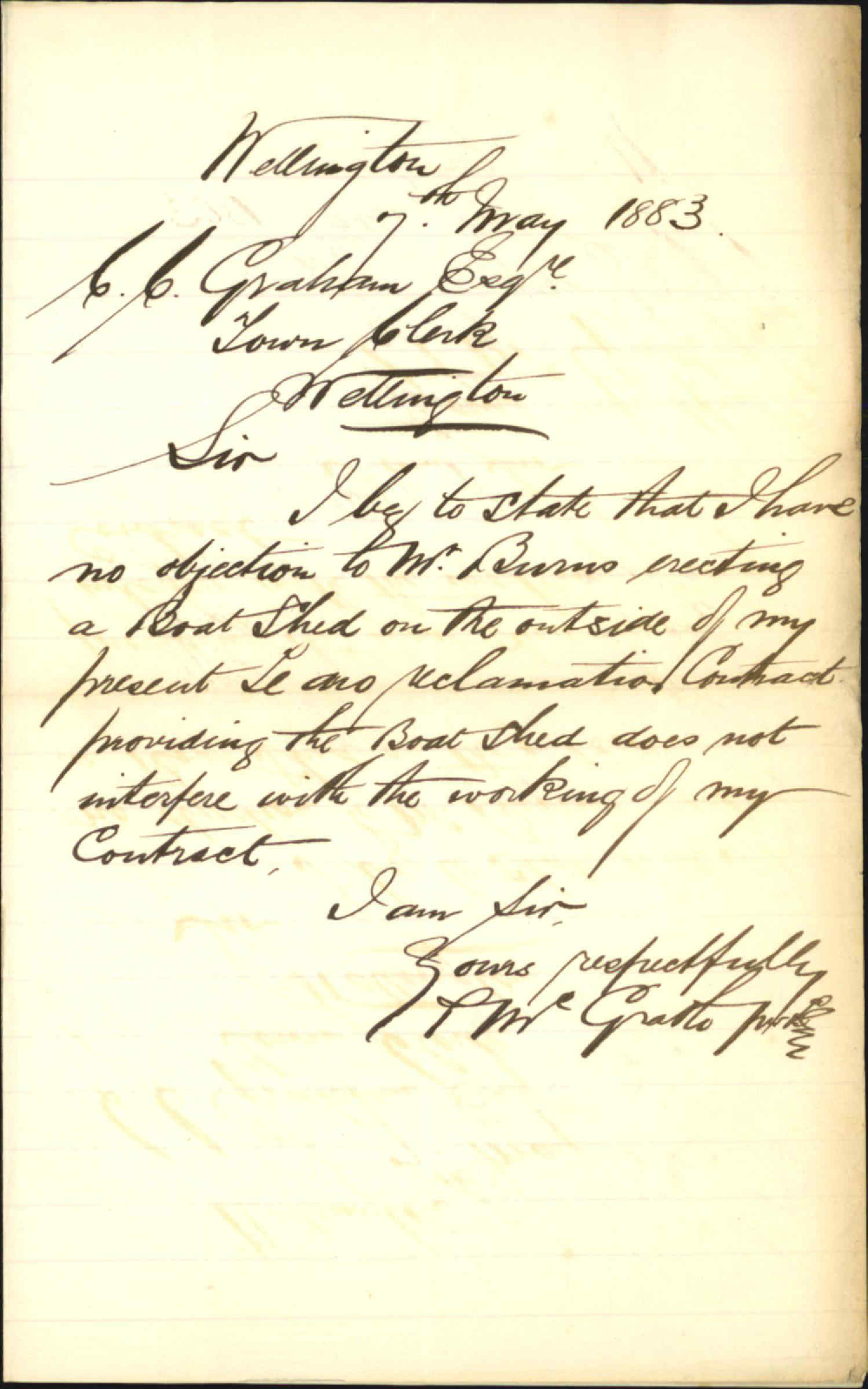Granting permission to J Burns for erection of boat shed - P McGrath