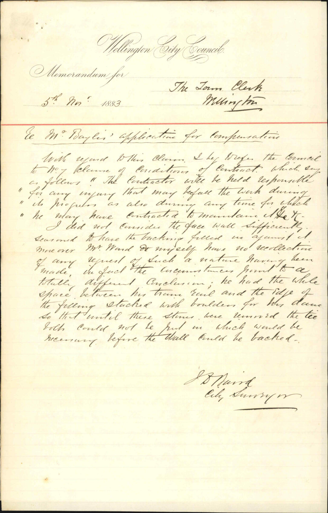 Further regarding damage to dam contract and asking for compensation - G H Baylis