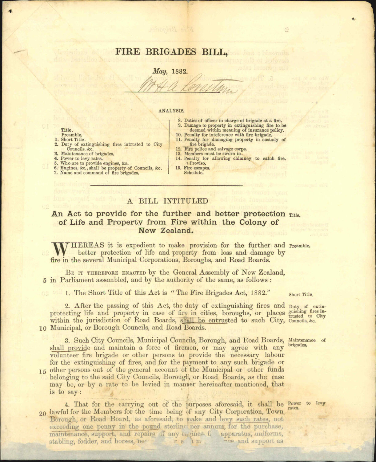 Copy of proposed Fire Brigades Bill - Fire Brigade United Association Dunedin