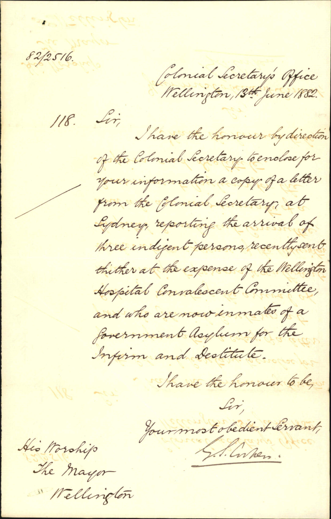 Convalescent patients forwarded to Sydney - Colonial Secretary