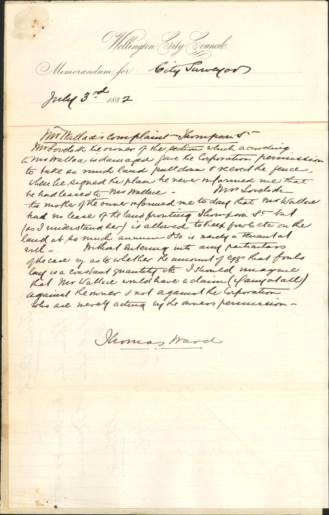 Claim for damages in account of Nairn Street - Alex Wallace, [Thomas Ward]