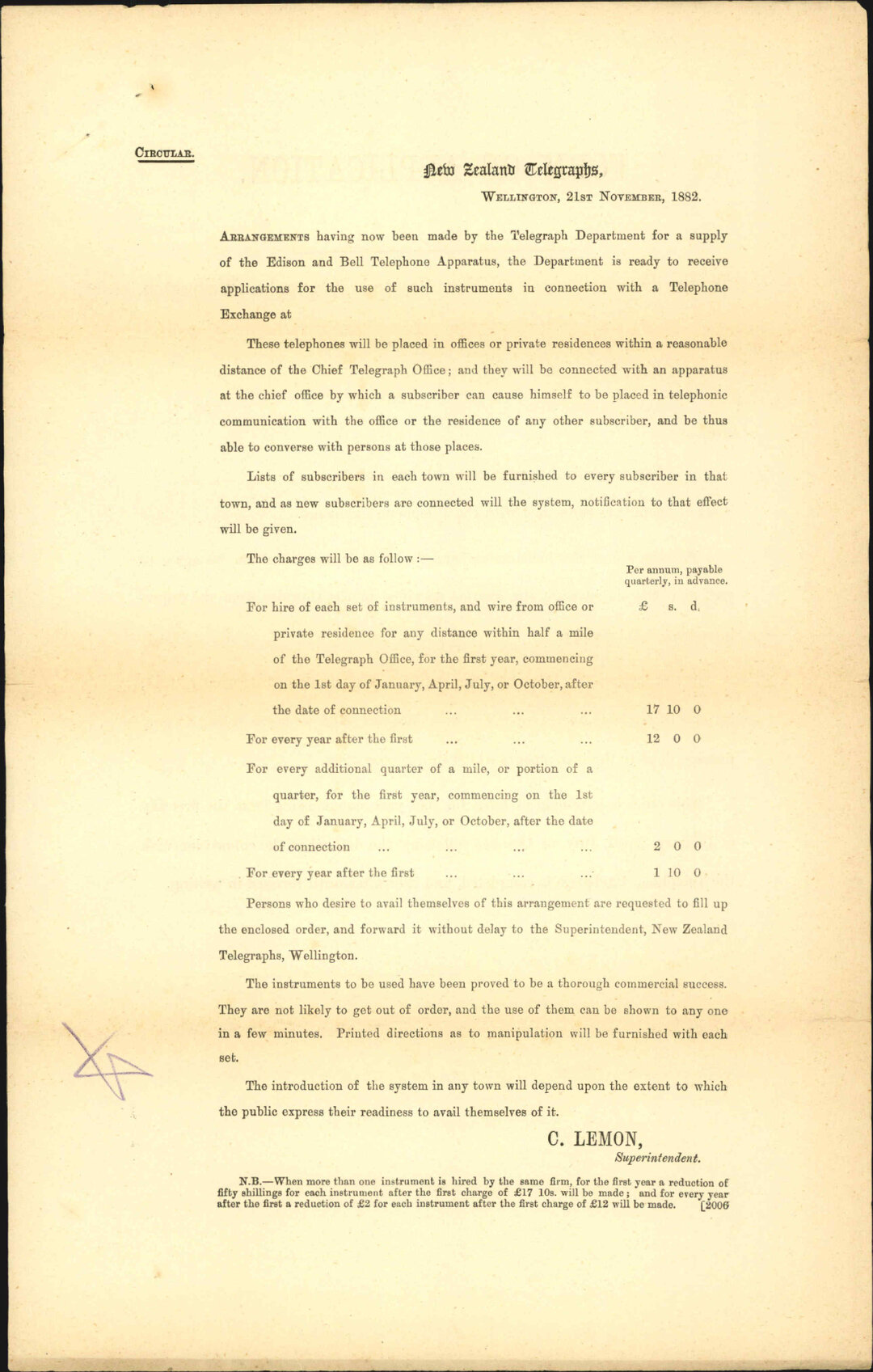 Forwarding circular regarding telephonic communication - Telegraph Department