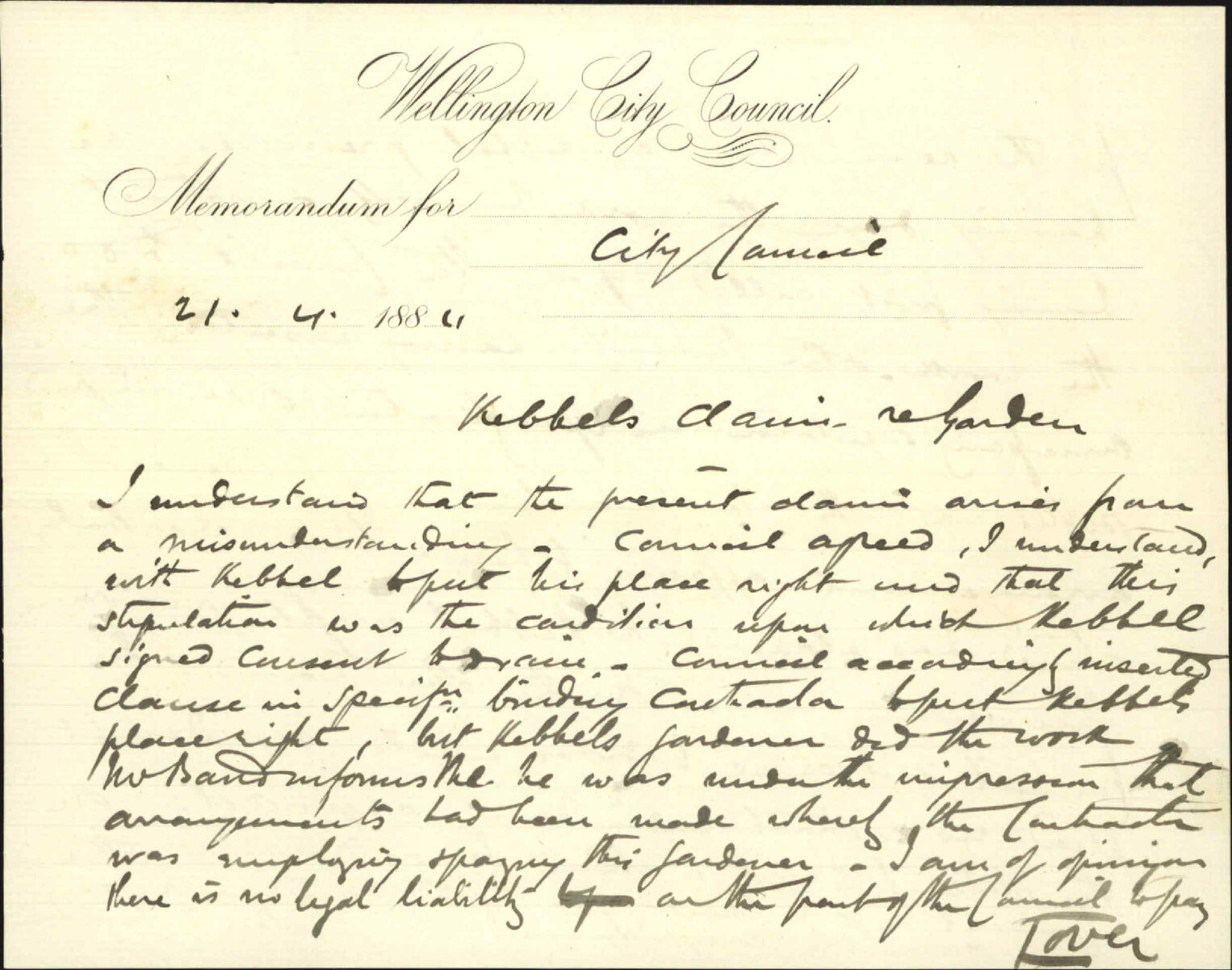 Claim in account of construction of Webb Street drain - G M Kibbell