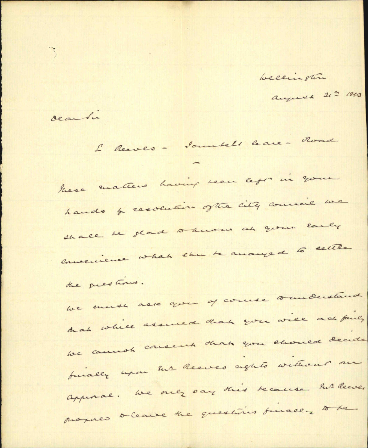 Acknowledging resolution of council, Edward Reeves - Izard &amp; Bell