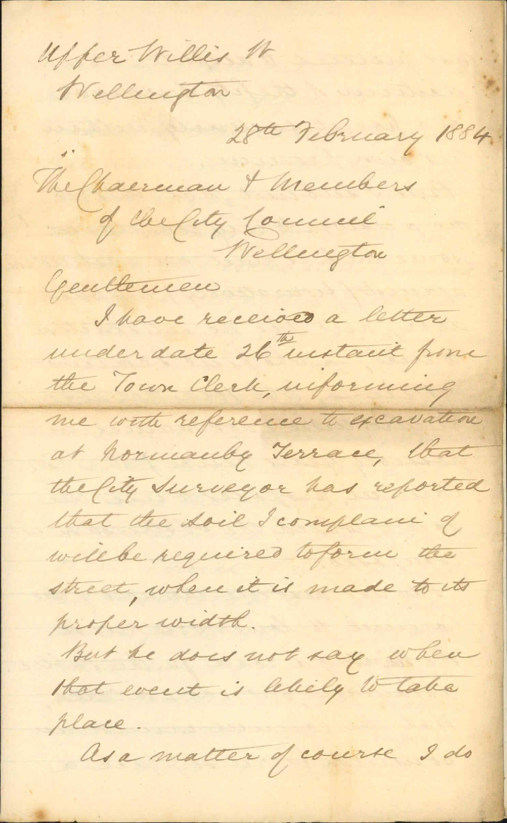 Further regarding excavations at Normanby Terrace - Frank Jellicoe