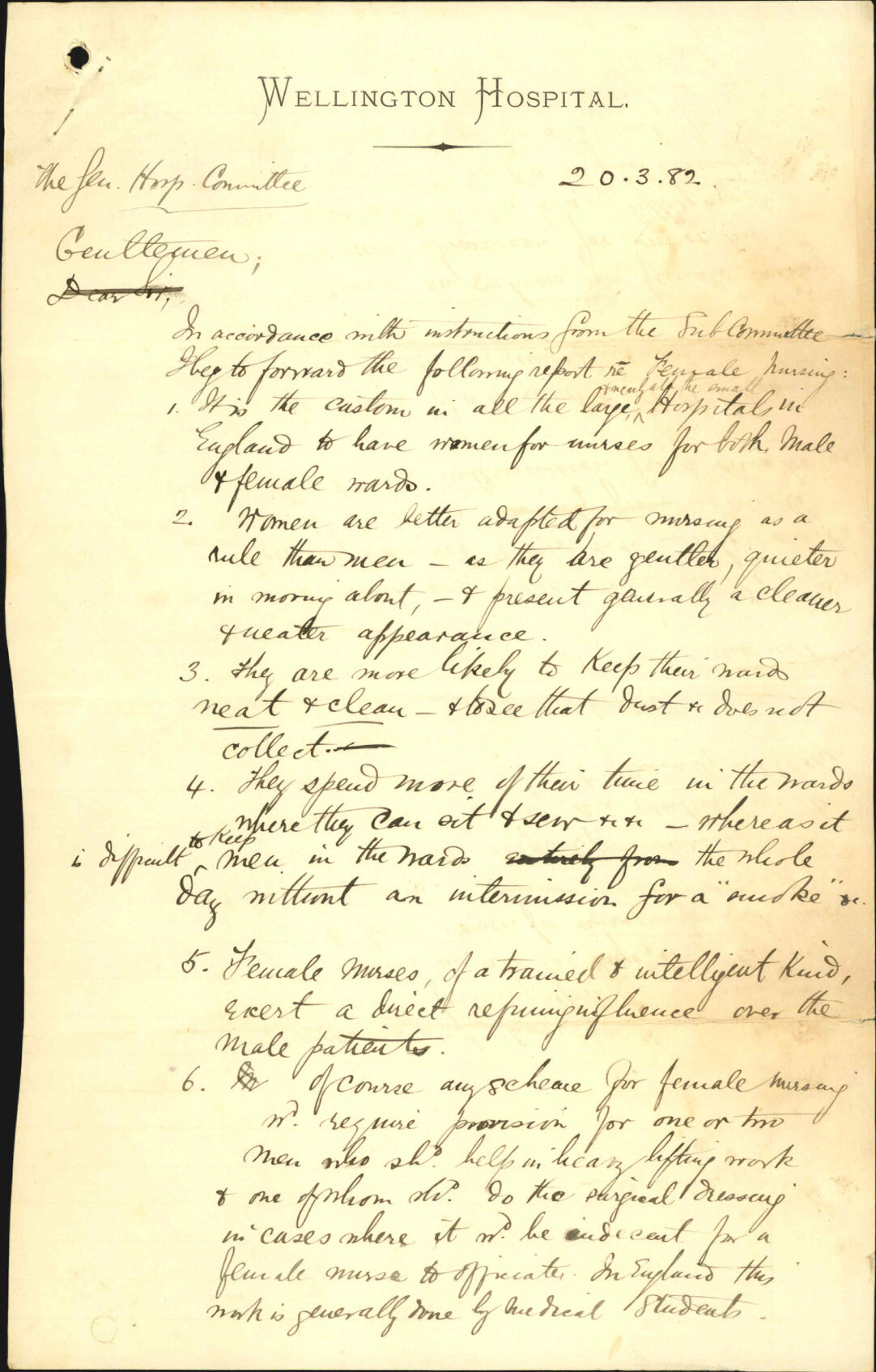 Report regarding female nursing staff - Resident Surgeon, hospital