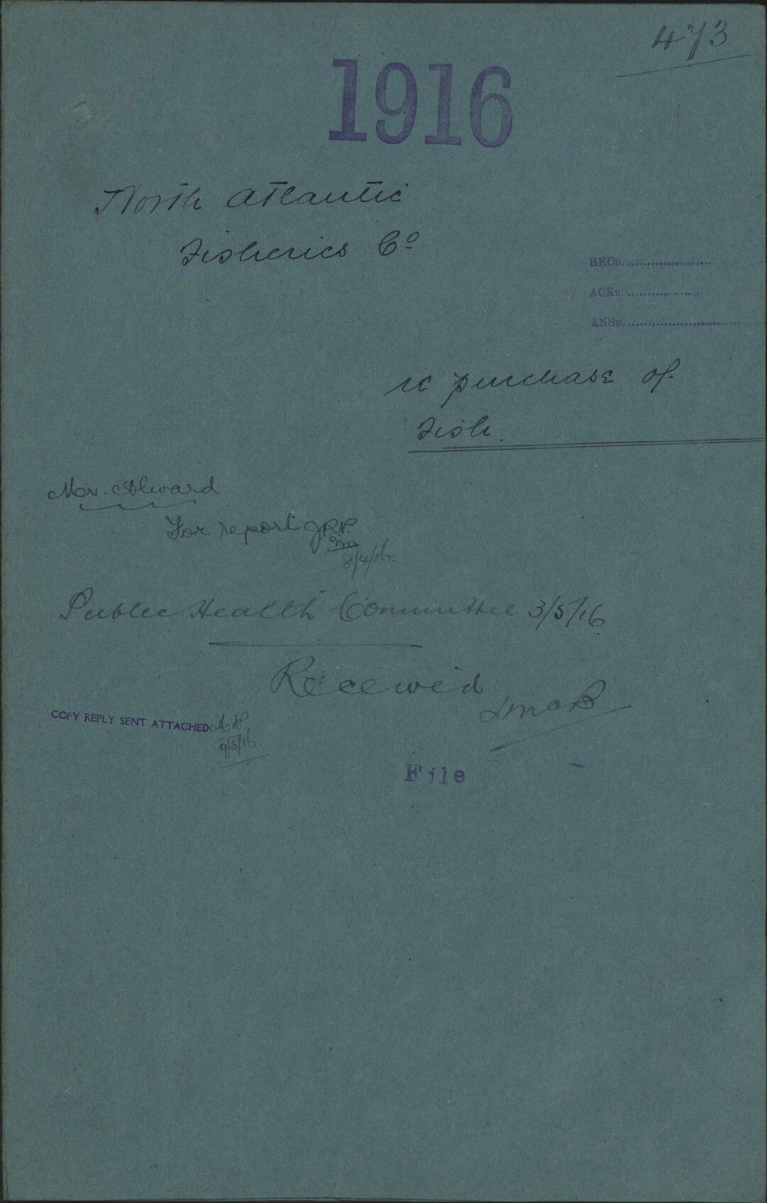 Re purchase of fish - North Atlantic Fisheries Co