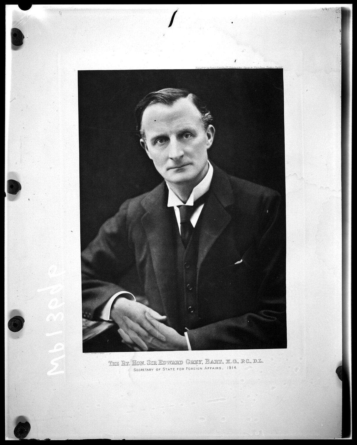 WW1 Engraving "The Rt. Hon. Sir Edward Grey, Bart., K.G., P.C., D.L."
