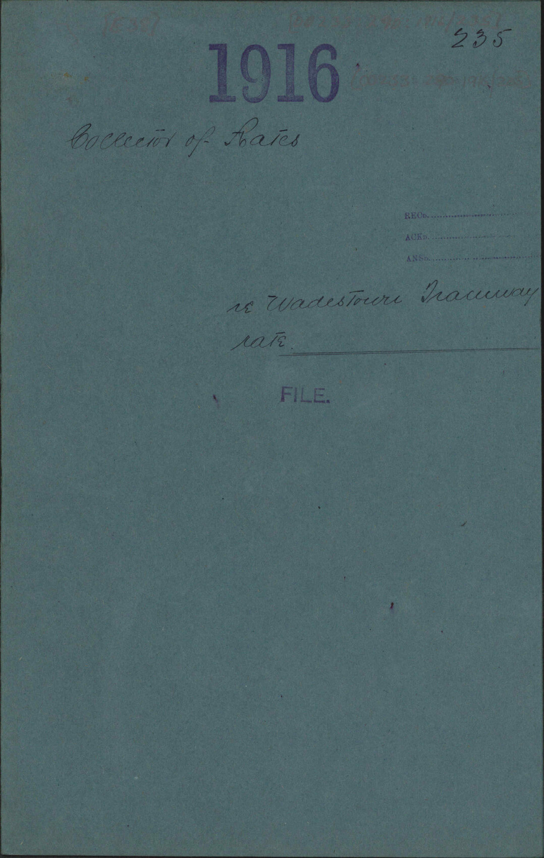 Re Wadestown Tramway rate - Collector of Rates