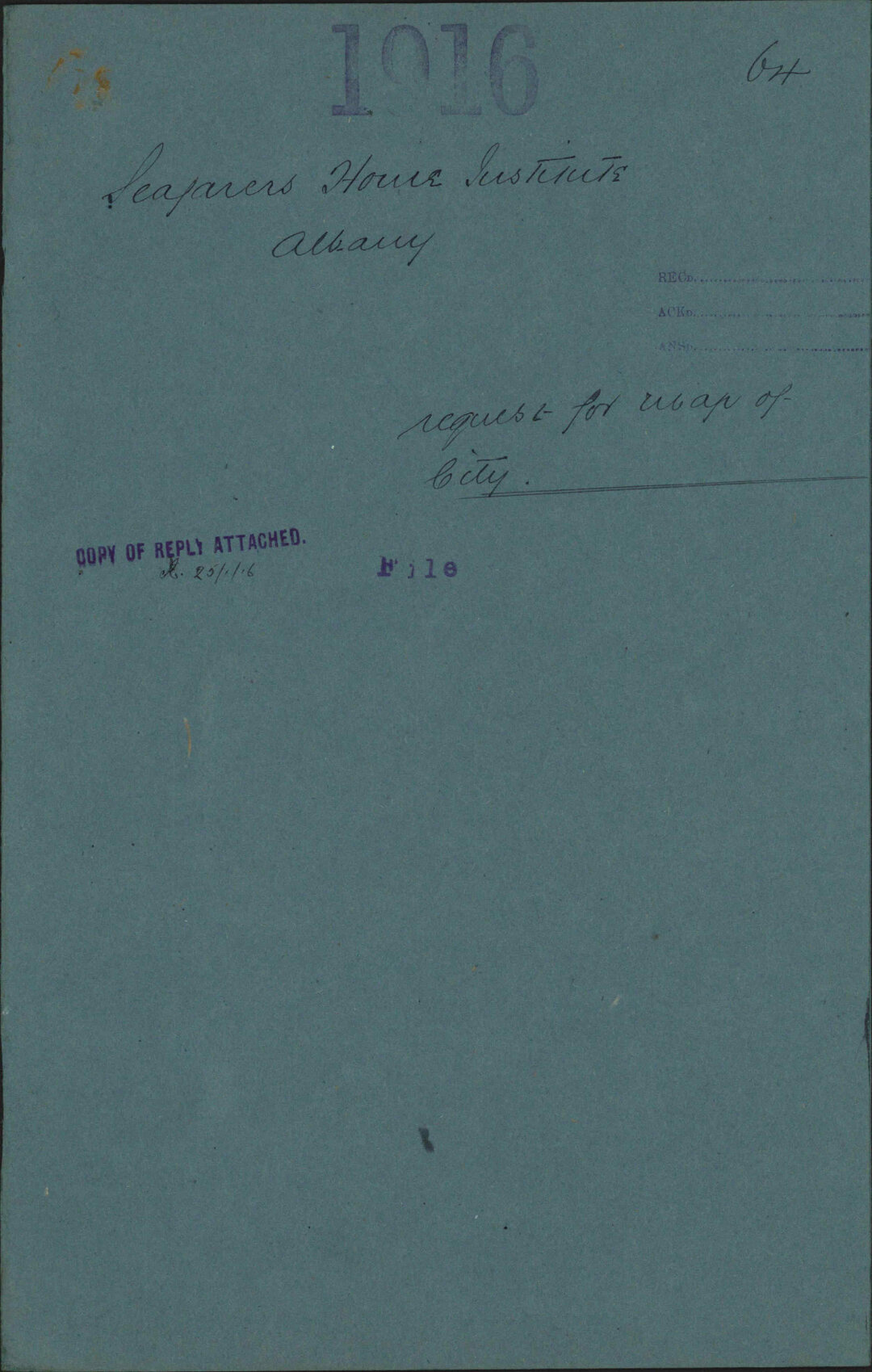 Request for map of City - Seafarers House Institute, Albany