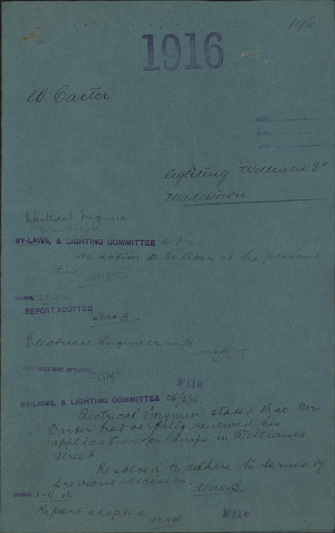 Lighting William Street, Wadestown - W Carter