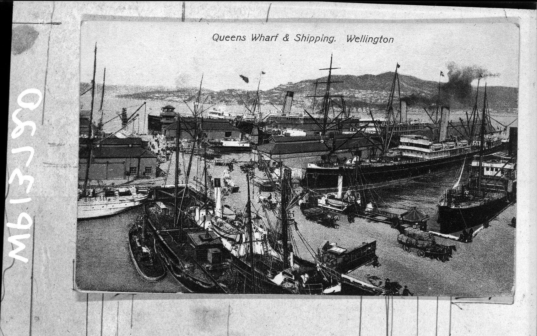 Shipping, elevated view of ships moored at Queens Wharf
