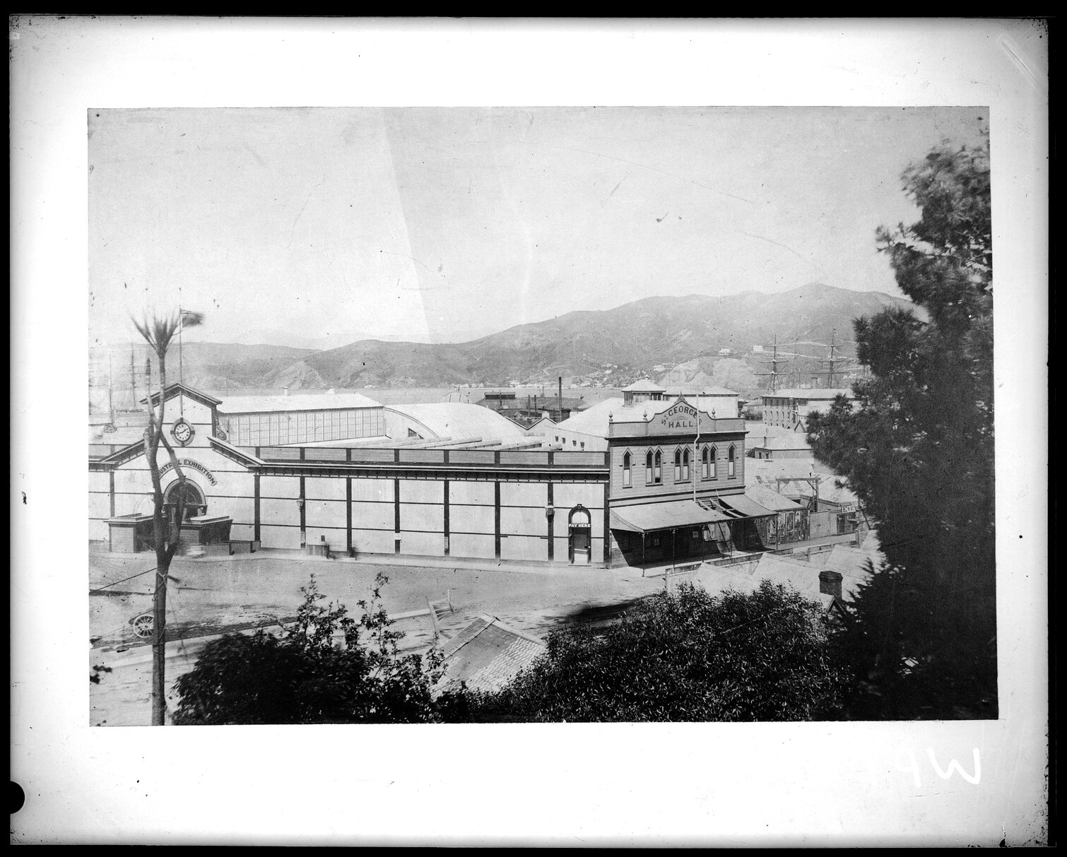 Elevated view of Industrial Exhibition, corner of Lambton Quay and Stout Street