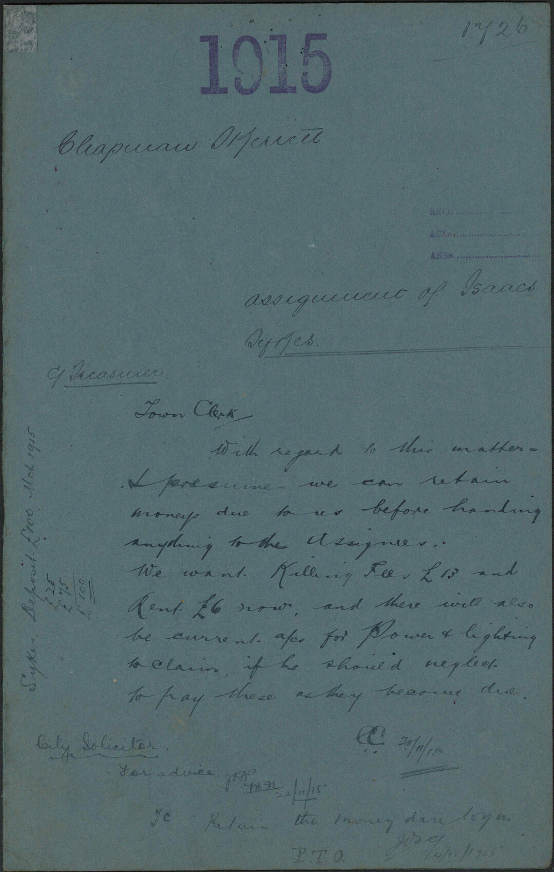 Assignment of Isaac Sykes - Chapman Skerrett