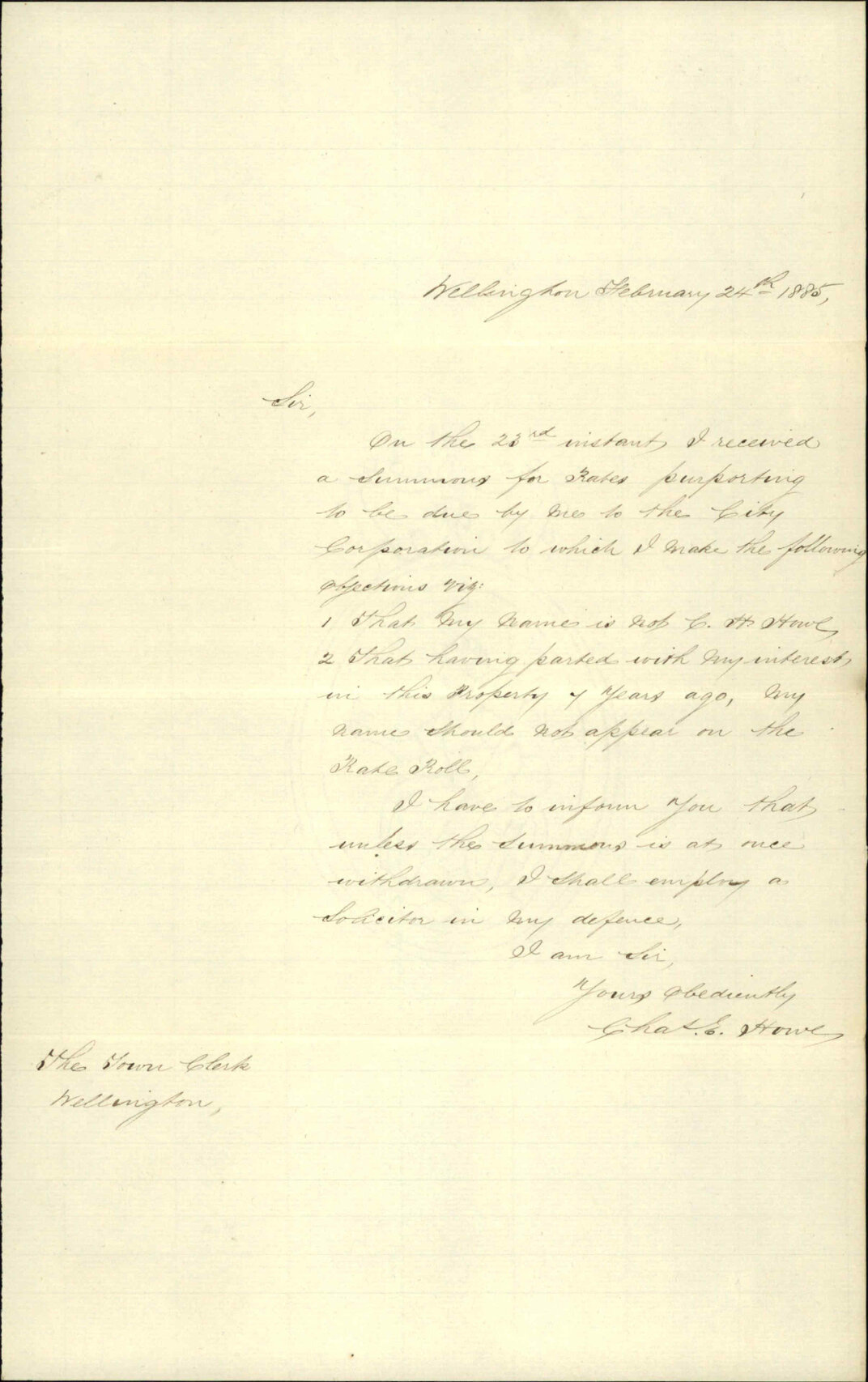 Rates, Willis Street - Charles E Howe