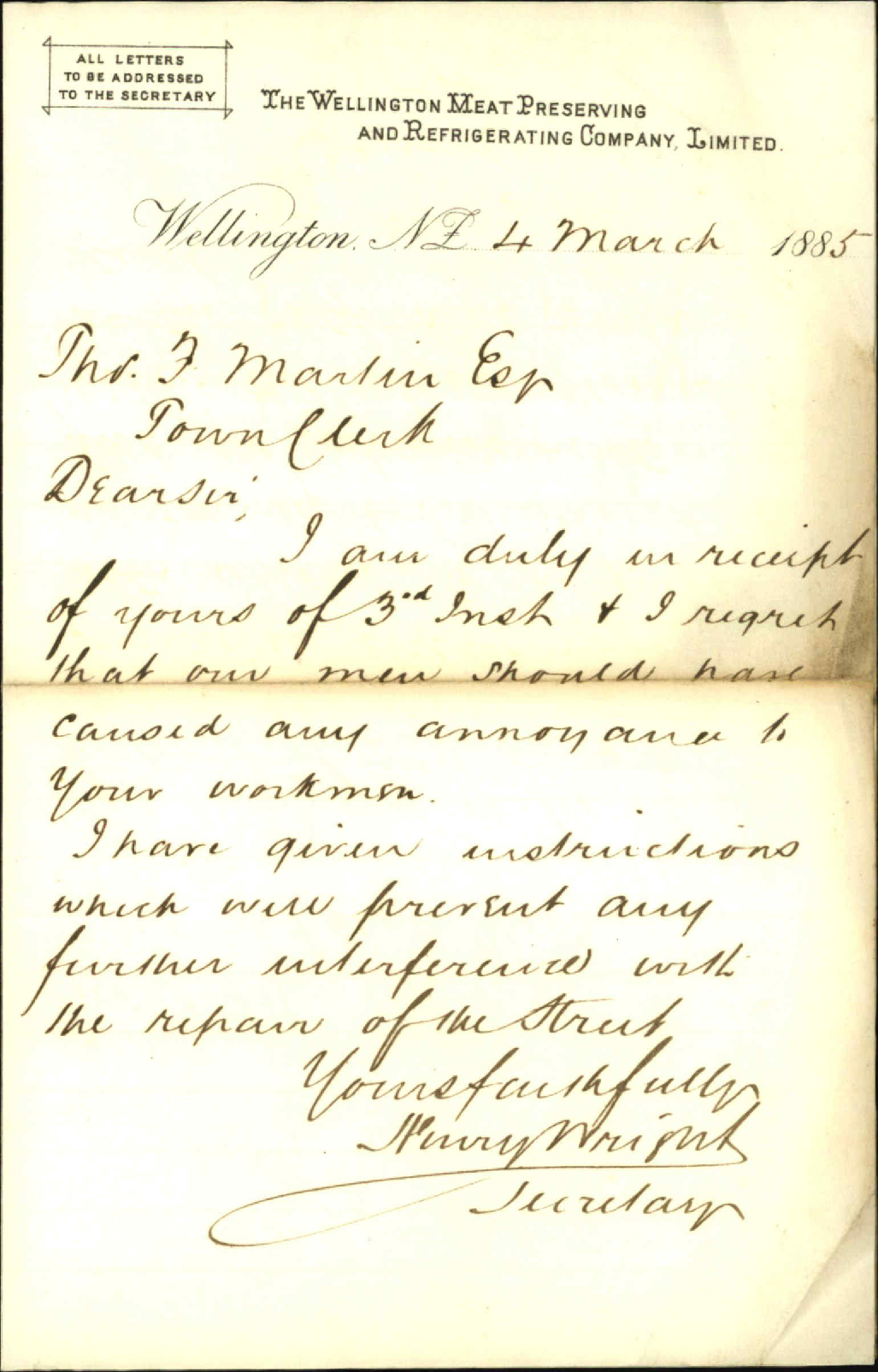 Repairs to Customhouse Street - Wellington Meat Preserving Company