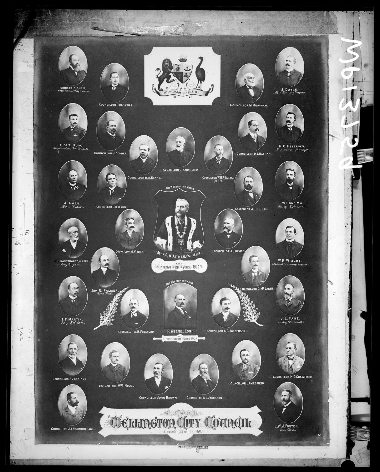 Copy photograph of composite of portraits of Mayor, councillors and senior officers