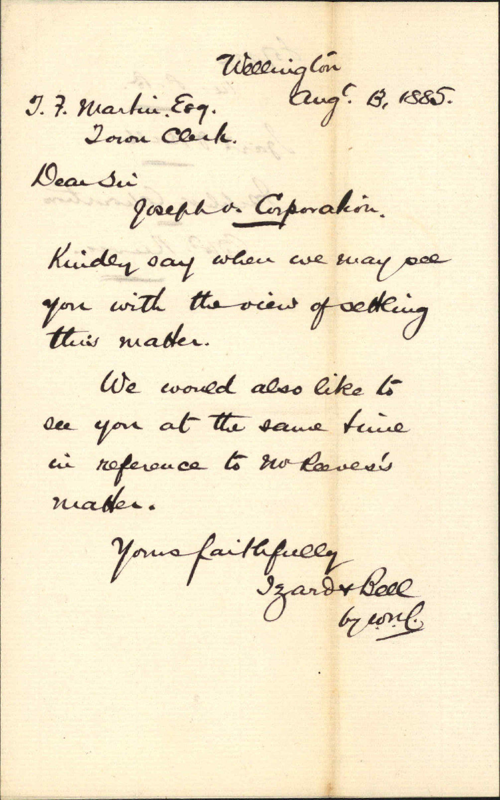 Joseph v Corporation, Edward Reeves - Izard and Bell