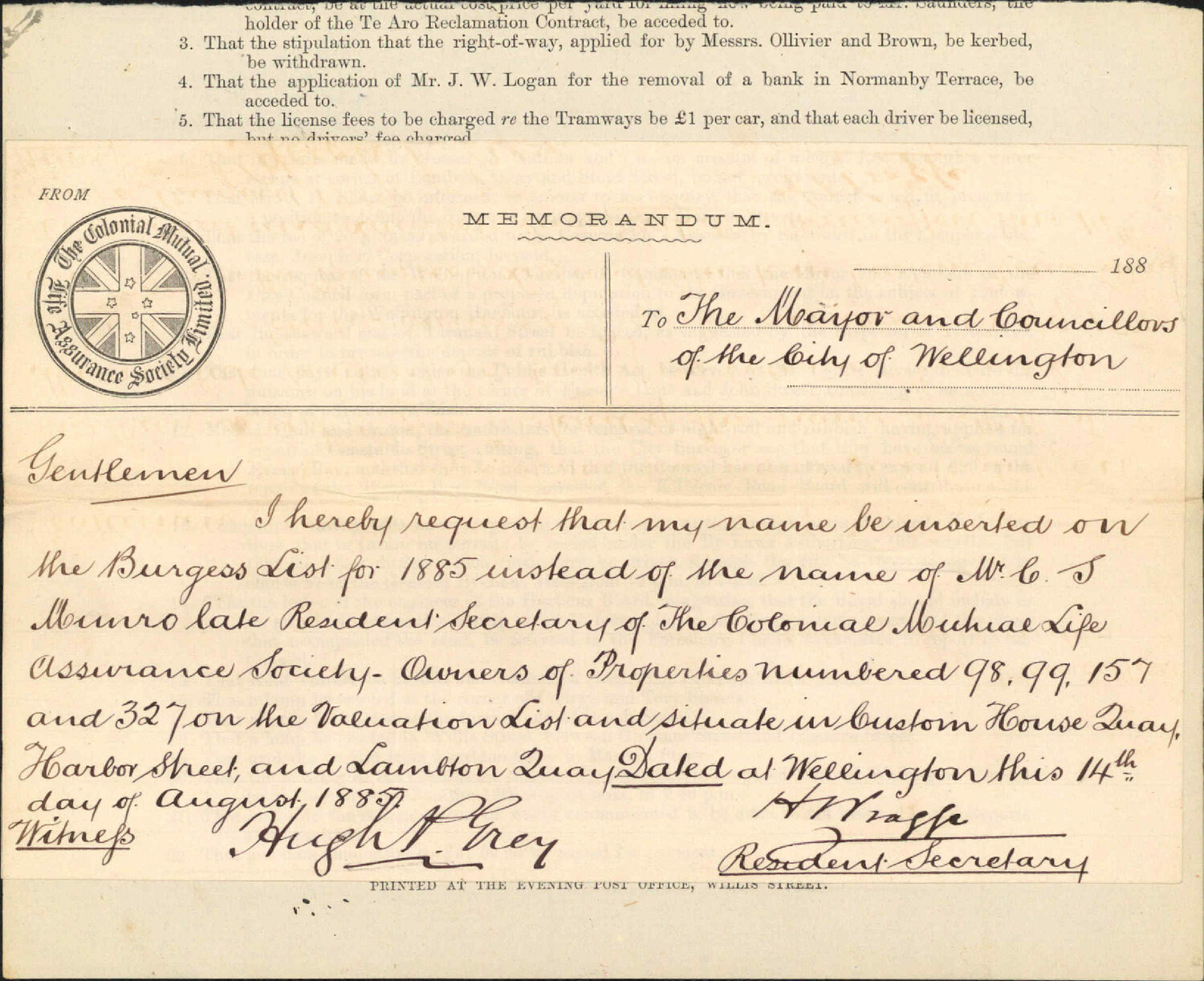 Burgess Roll - Colonial Mutual Life Assurance Company