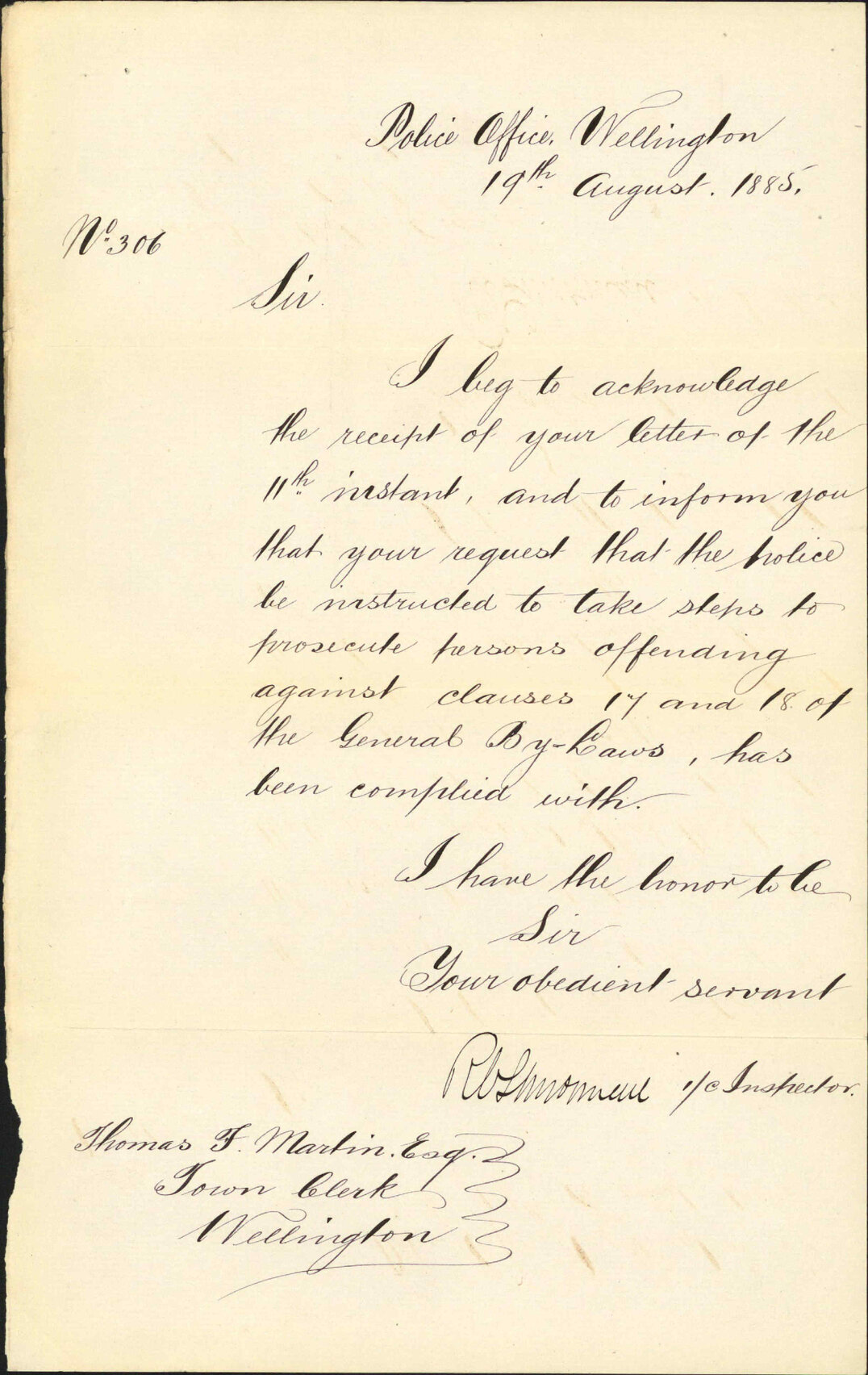 Clauses 17 and 18, Bylaws - Police Department
