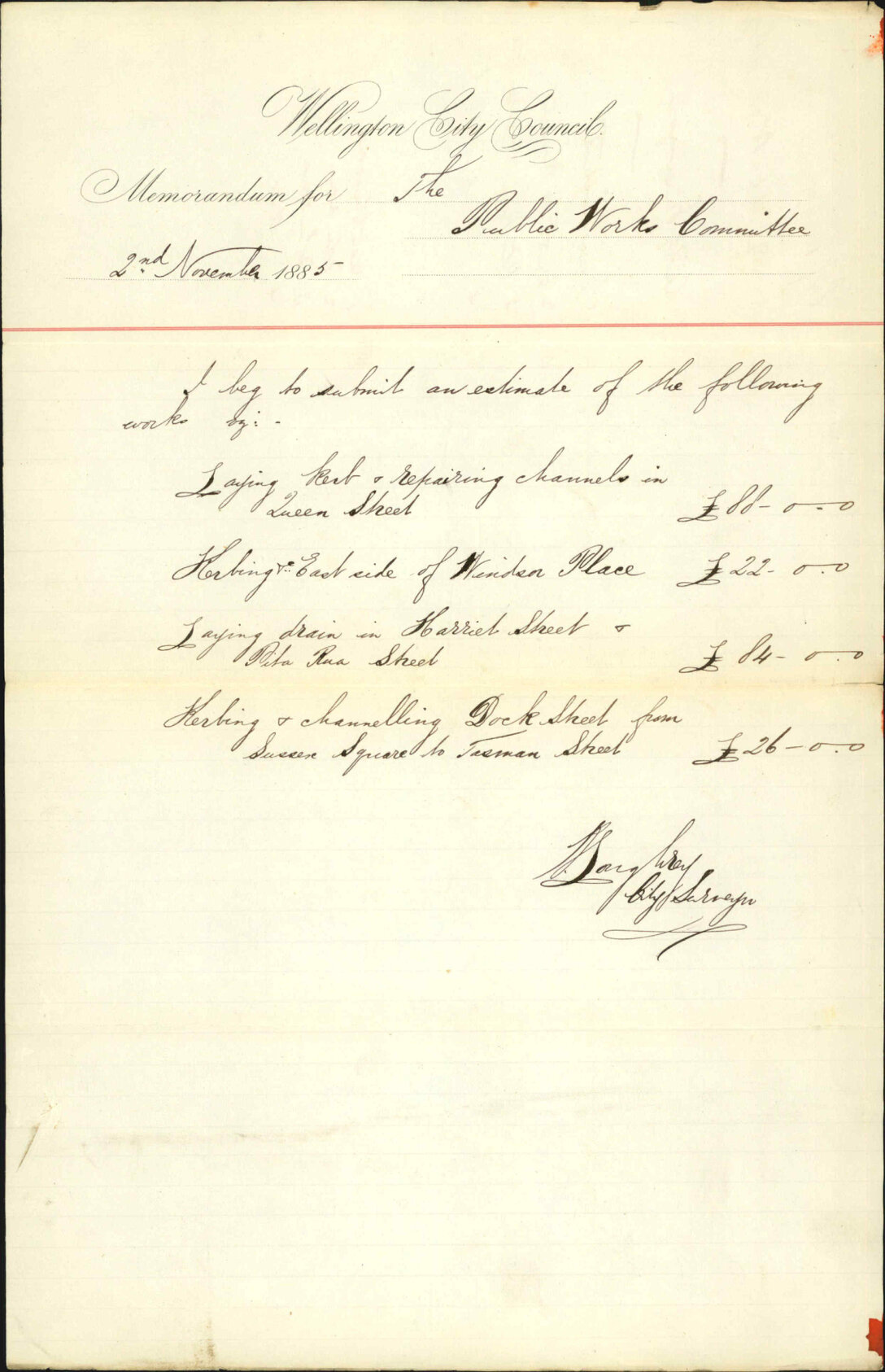 Report on sundry streets, Queen Street, Windsor Road, Pitarua and Harriet Streets, Dock Street - City Surveyor