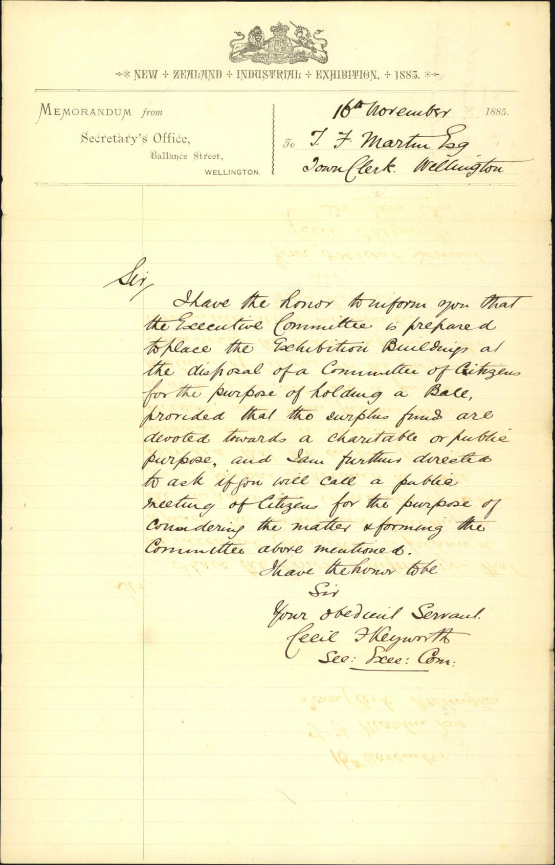 Proposed ball in exhibition buildings - New Zealand Industrial Exhibition